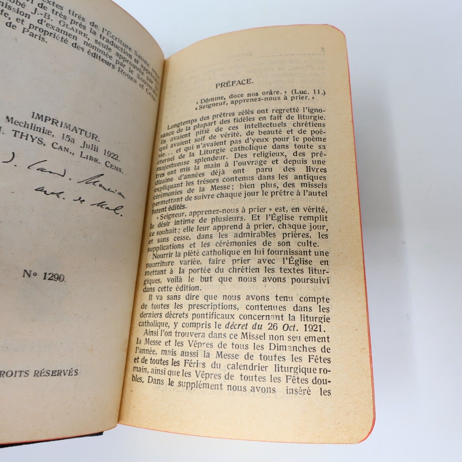 1922 Paroissien Romain Missel Vespéral Expliqué Proost Religion Français Latin