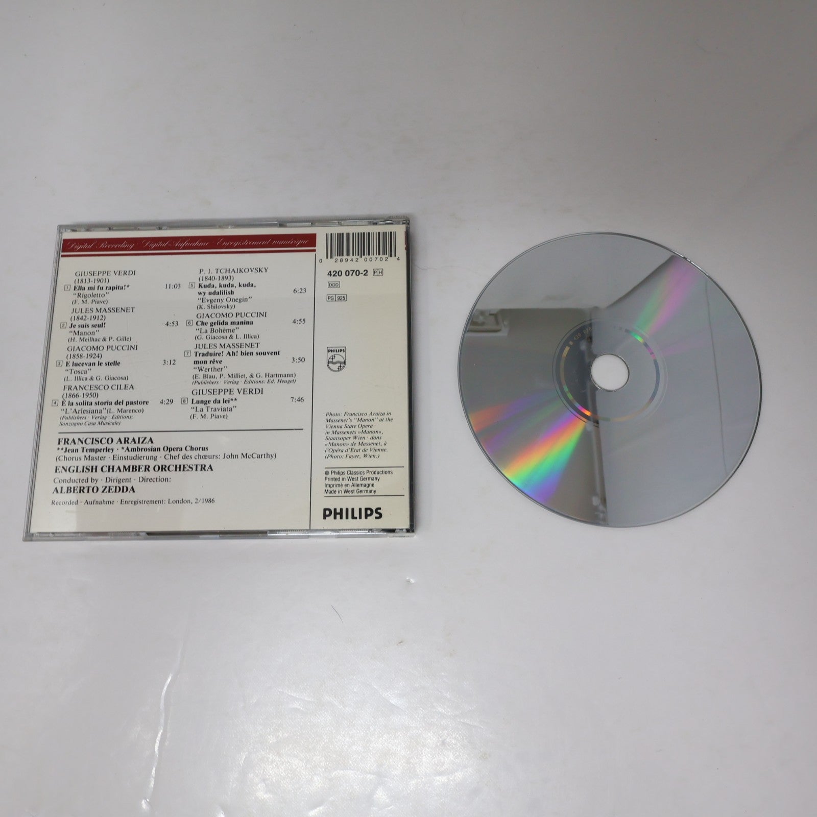 Francisco Araiza Opera Arias CD English Chamber Orchestra/Alberto Zedda Verdi