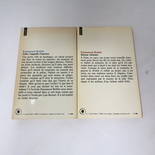 Emmanuel Roblès Lot 2 Livres Points Cela s'Appelle l'Aurore/Saison Violente PB