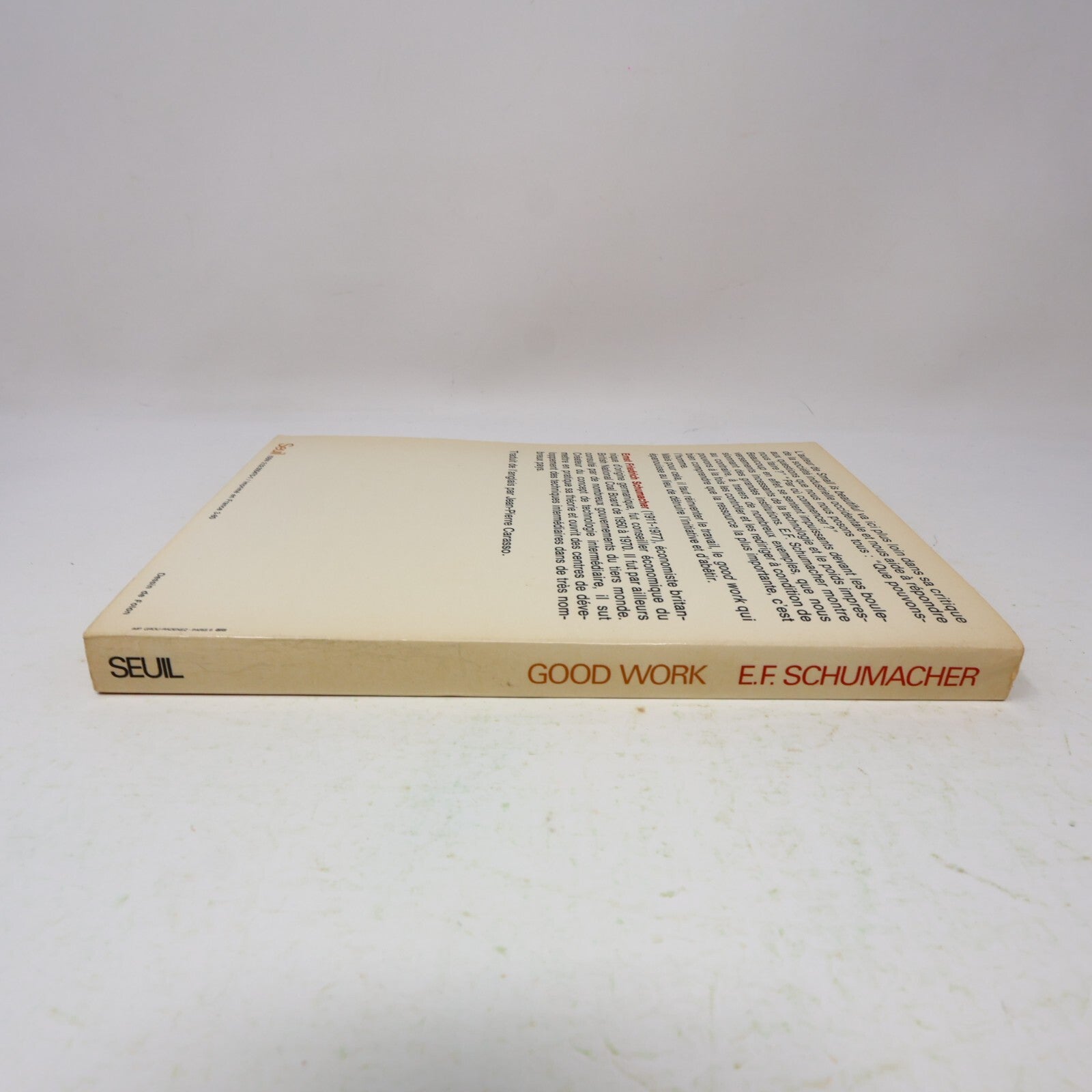 1980 Good Work Ernst Friedrich Schumacher Seuil Société Affaires Français Livre