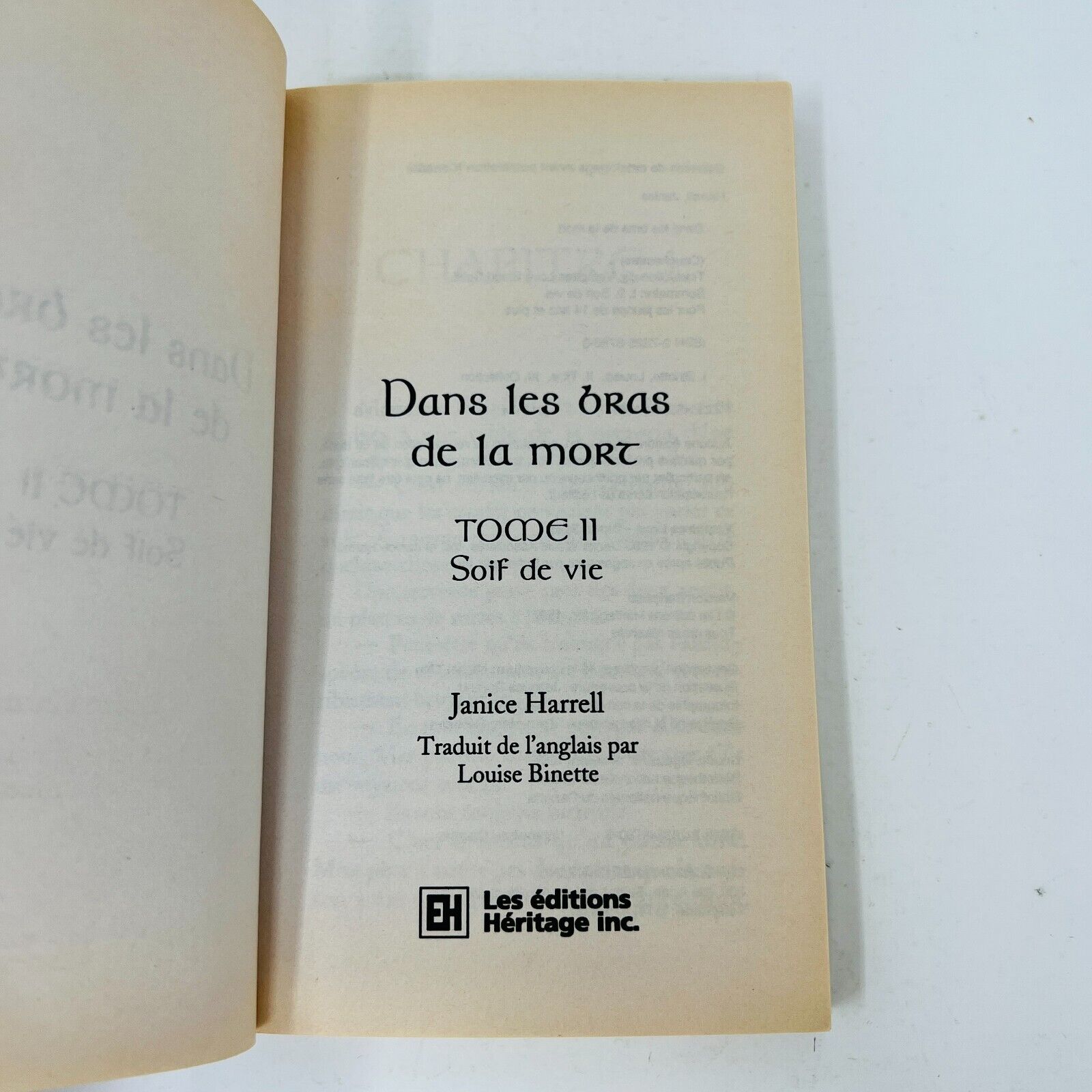 Cauchemars Dans les Bras de la Mort #1-2 Janice Harrel Lot Français Soif de Sang
