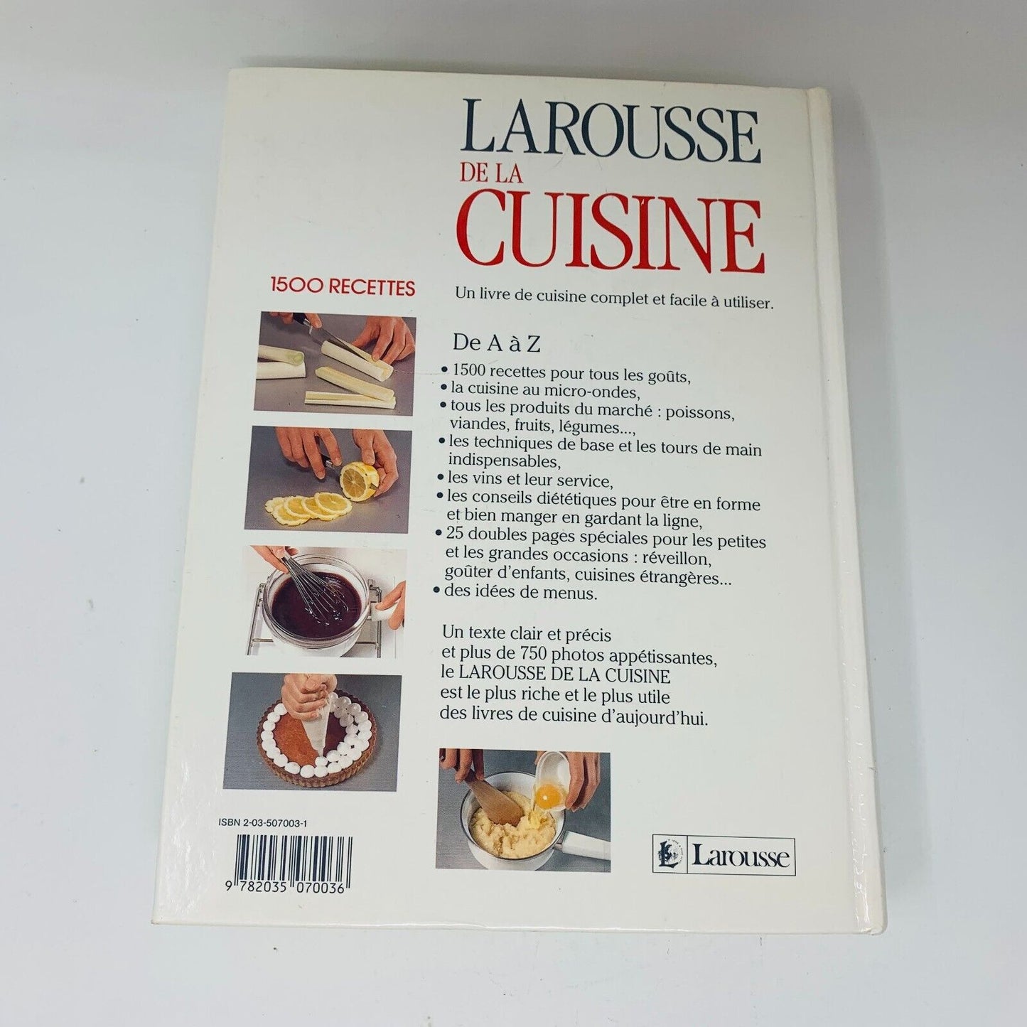 1990 Larousse de la Cuisine 1500 Recettes Livre Laure Flavigny Français Cookbook