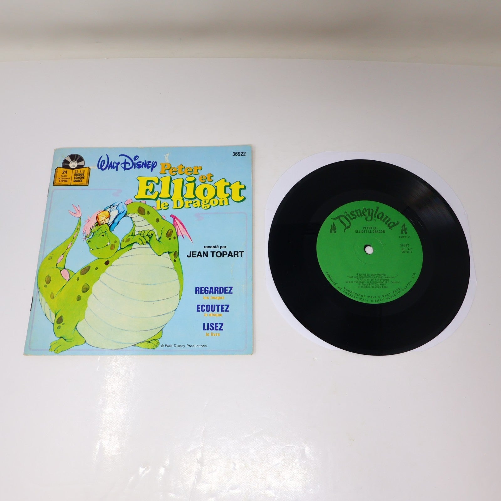 Disney Disneyland Lot 4 Livre Disque 7" Fantasia/Peter/Tuf-Tuf/Blanche Neige 70s