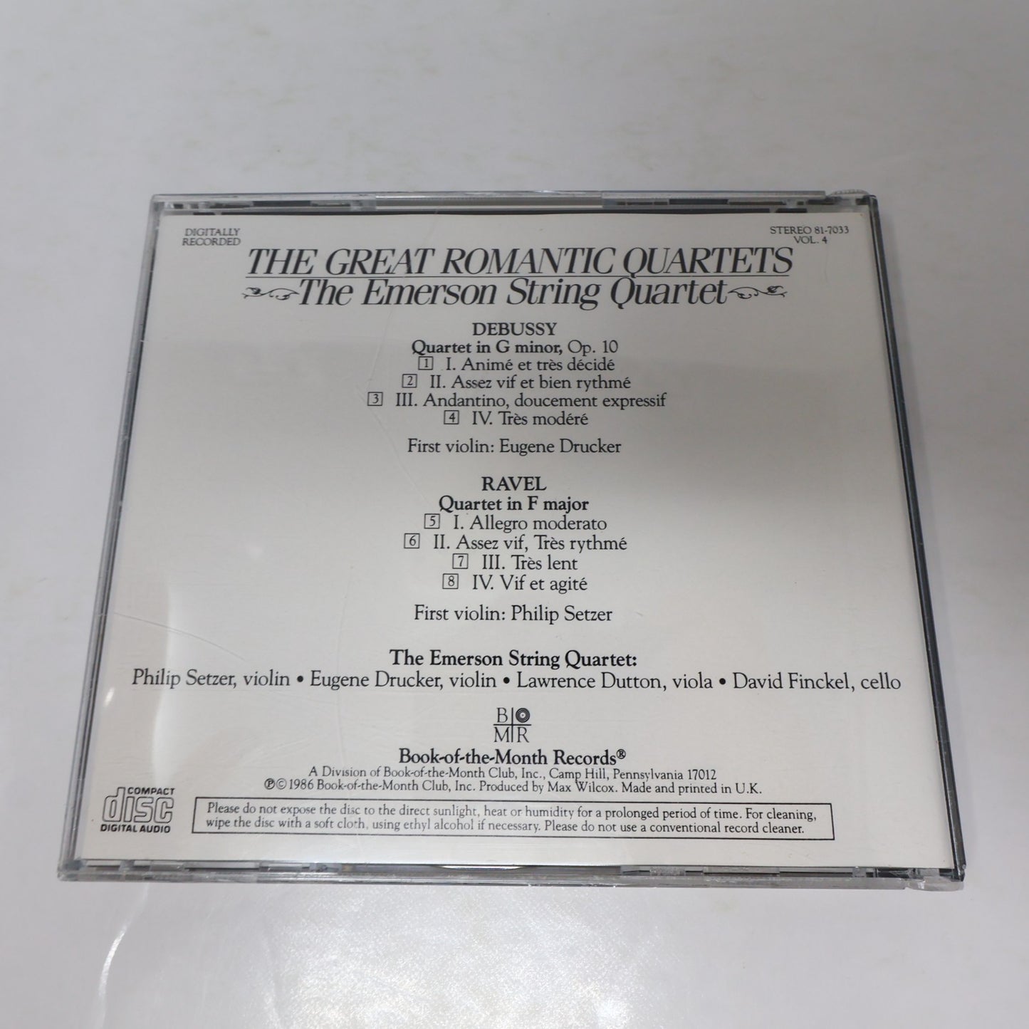 The Great Romantic Quartets #2-3-4 Book of The Month BMR 3 CD Lot Shumann/Brahms