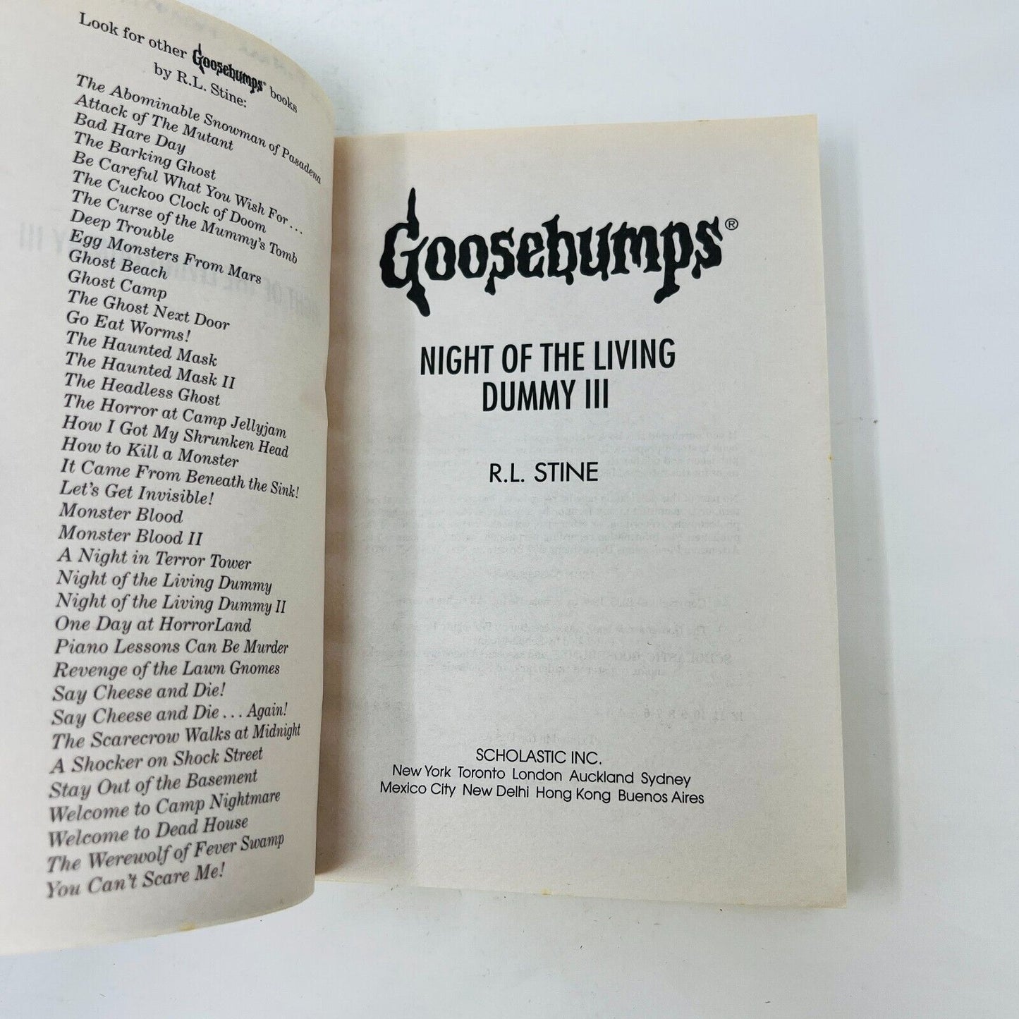 Night of the Living Dummy #1-3 Lot by R.L. Stine Goosebumps Scholastic Paperback