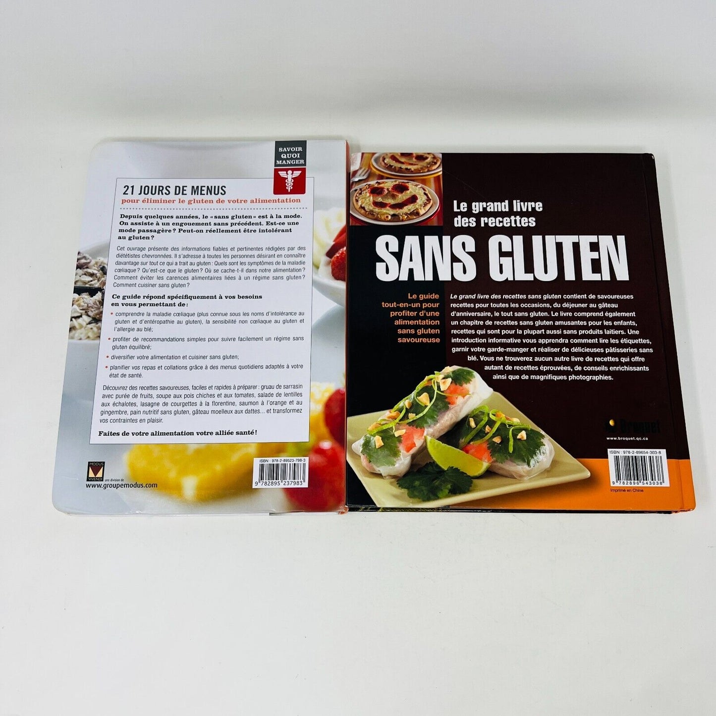 Lot de 2 Livres de Recettes Sans Gluten 21 Jours de Menus/Grand Livre Français