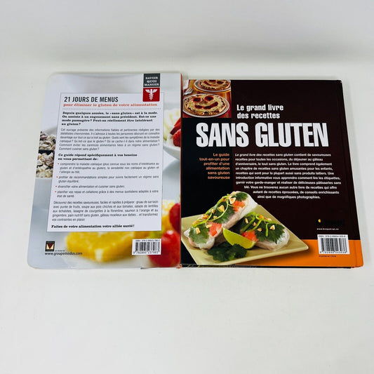 Lot de 2 Livres de Recettes Sans Gluten 21 Jours de Menus/Grand Livre Français