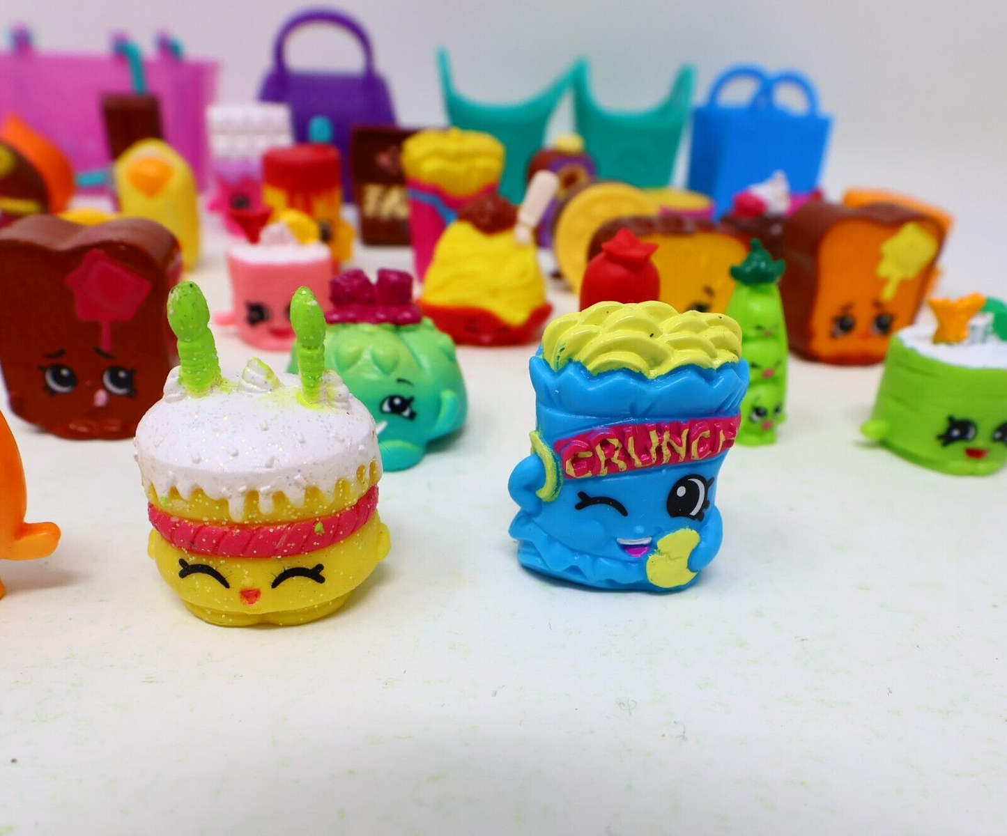 Lot of 33 Shopkins Figures Toys Mixed Food Bread Chocolate Cake Cookies Moose