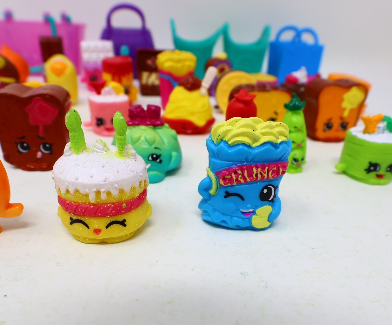 Lot of 33 Shopkins Figures Toys Mixed Food Bread Chocolate Cake Cookies Moose