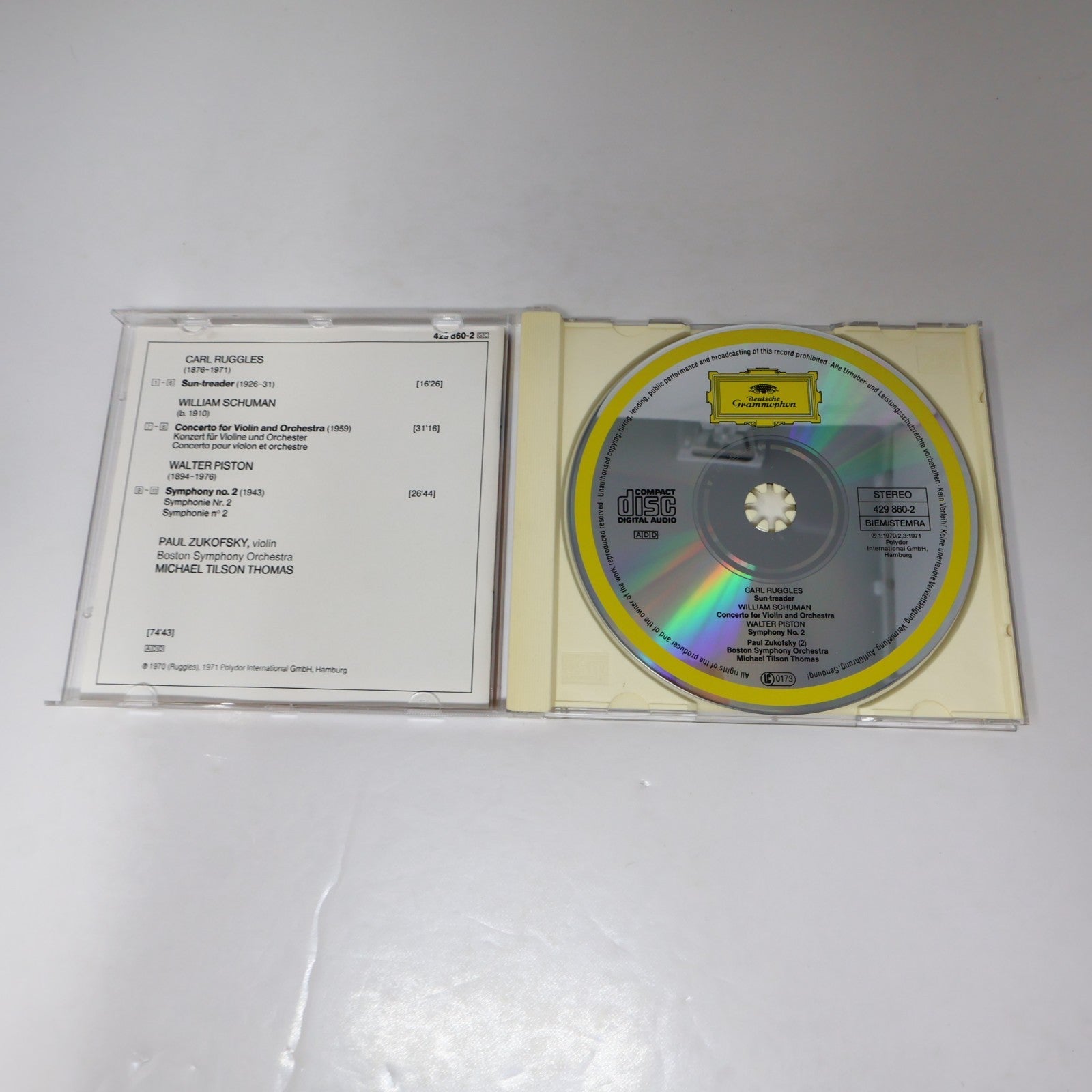 Ruggles Sun-Treader/Piston Symphony 2/Schuman Violin Concerto CD Zukofsky/Thomas