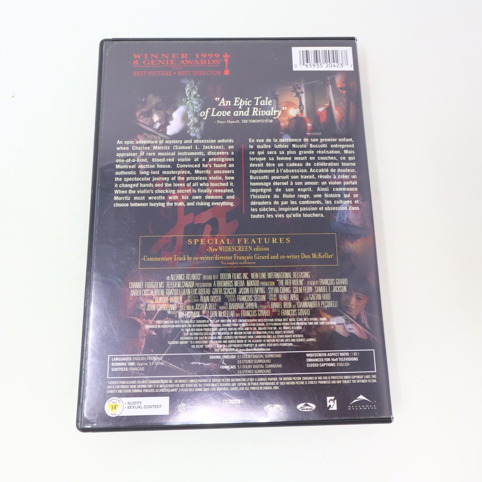 Le Violon Rouge / The Red Violin DVD Louis Girard Samuel L. Jackson NTSC Testé
