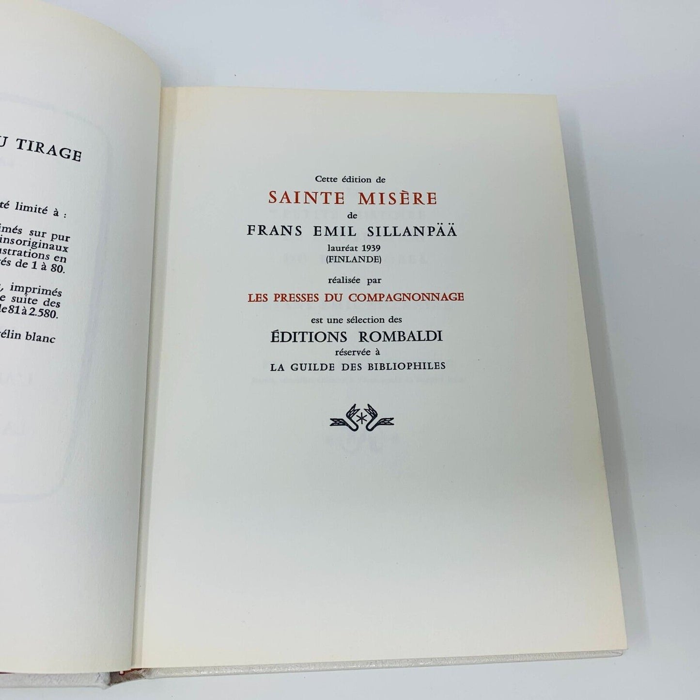 1963 Sainte Misère Rombaldi Nobel Littérature Frans Emil Sillanpaa Picasso Cover