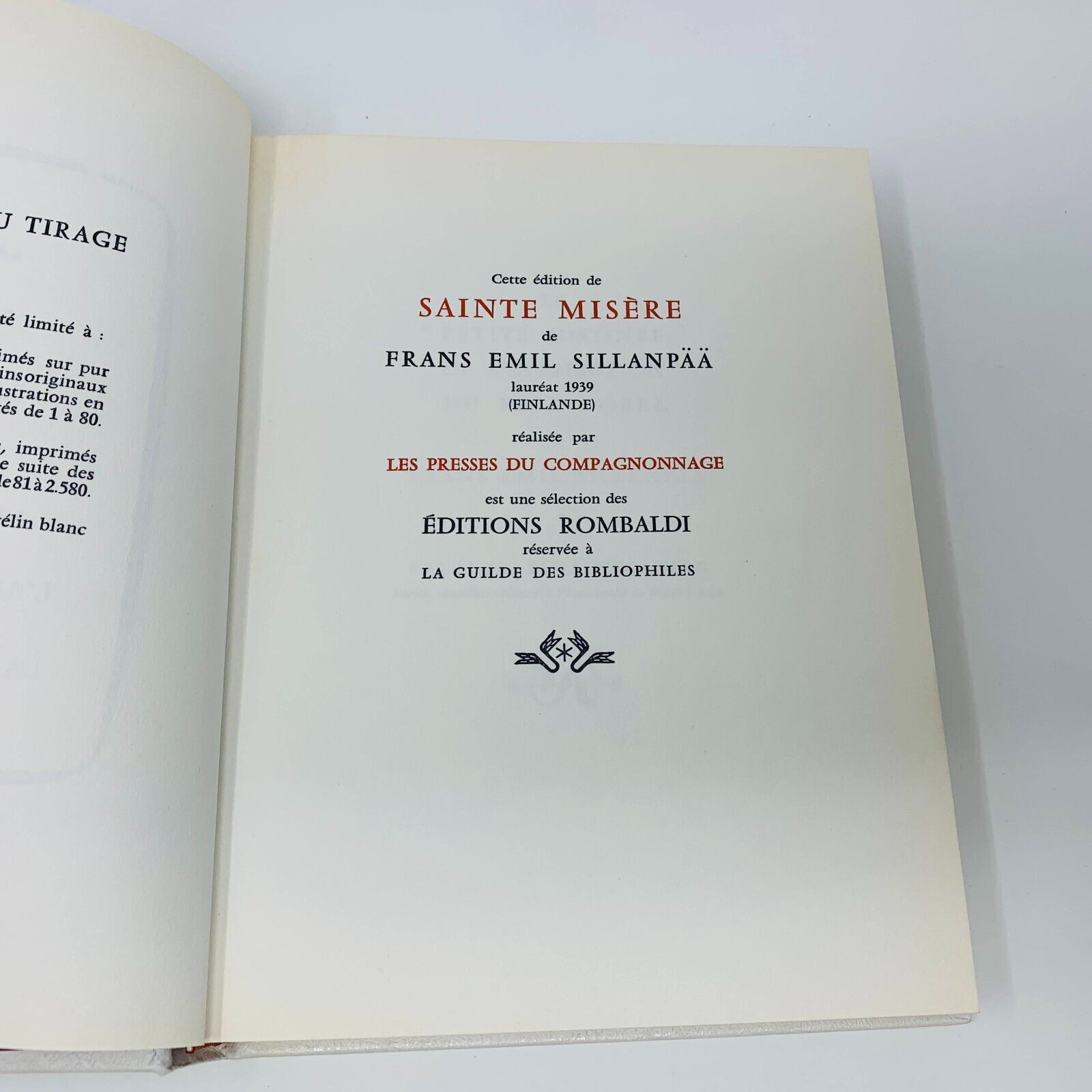 1963 Sainte Misère Rombaldi Nobel Littérature Frans Emil Sillanpaa Picasso Cover