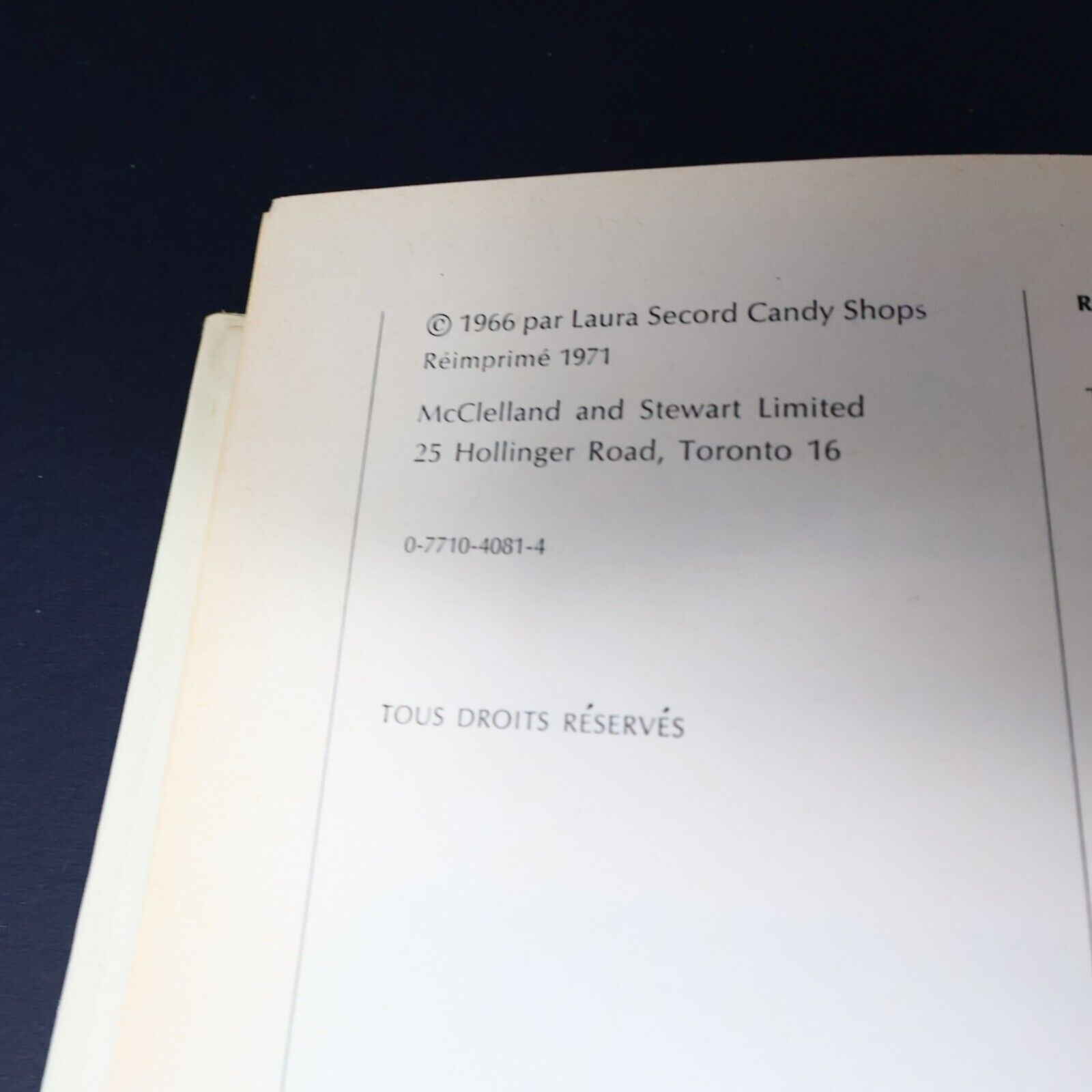 1971 Recettes Canadiennes de Laura Secord Cuisine Familiale Français Livre HC