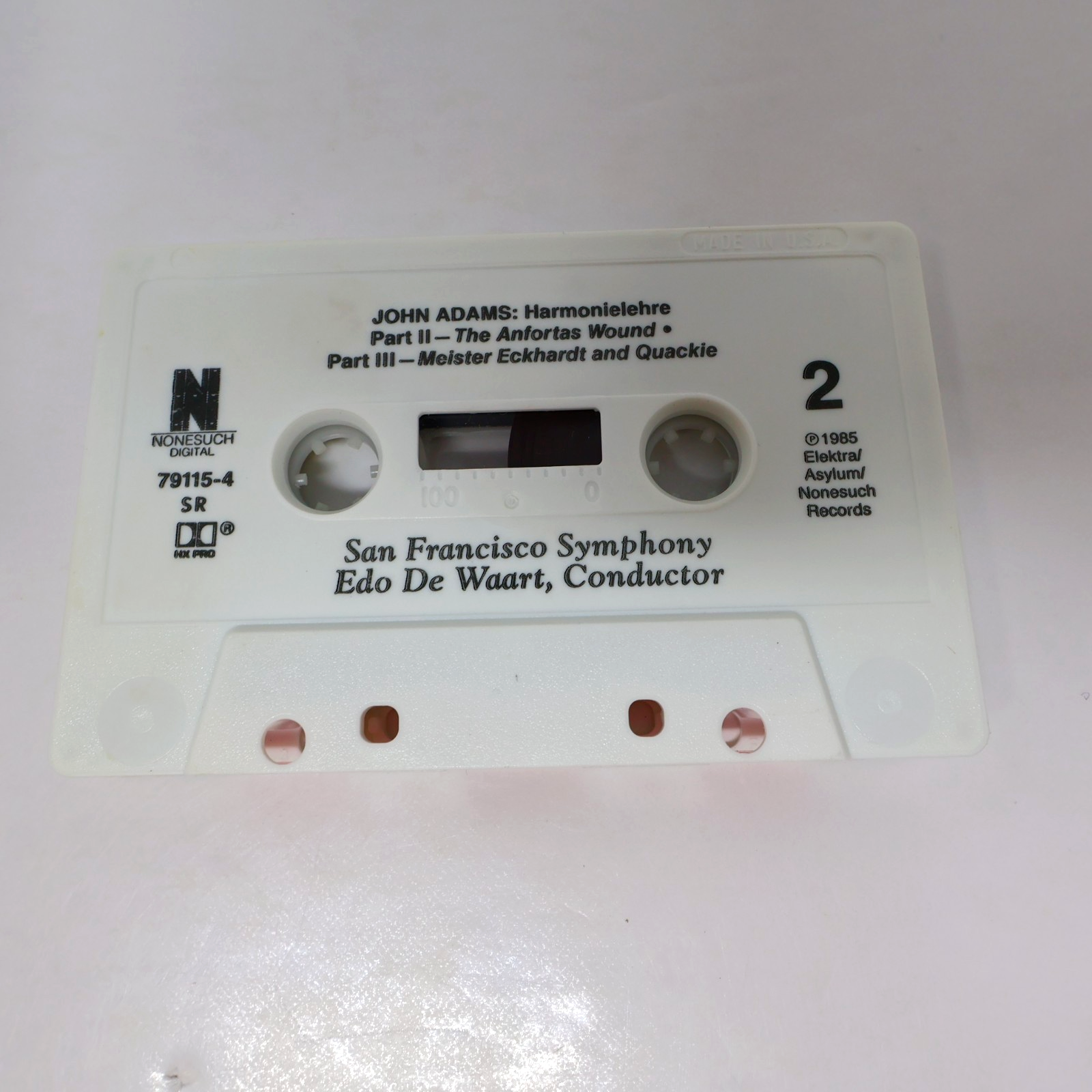 John Adams Harmonielehre Cassette Edo De Waart/San Francisco Symphony Nonesuch