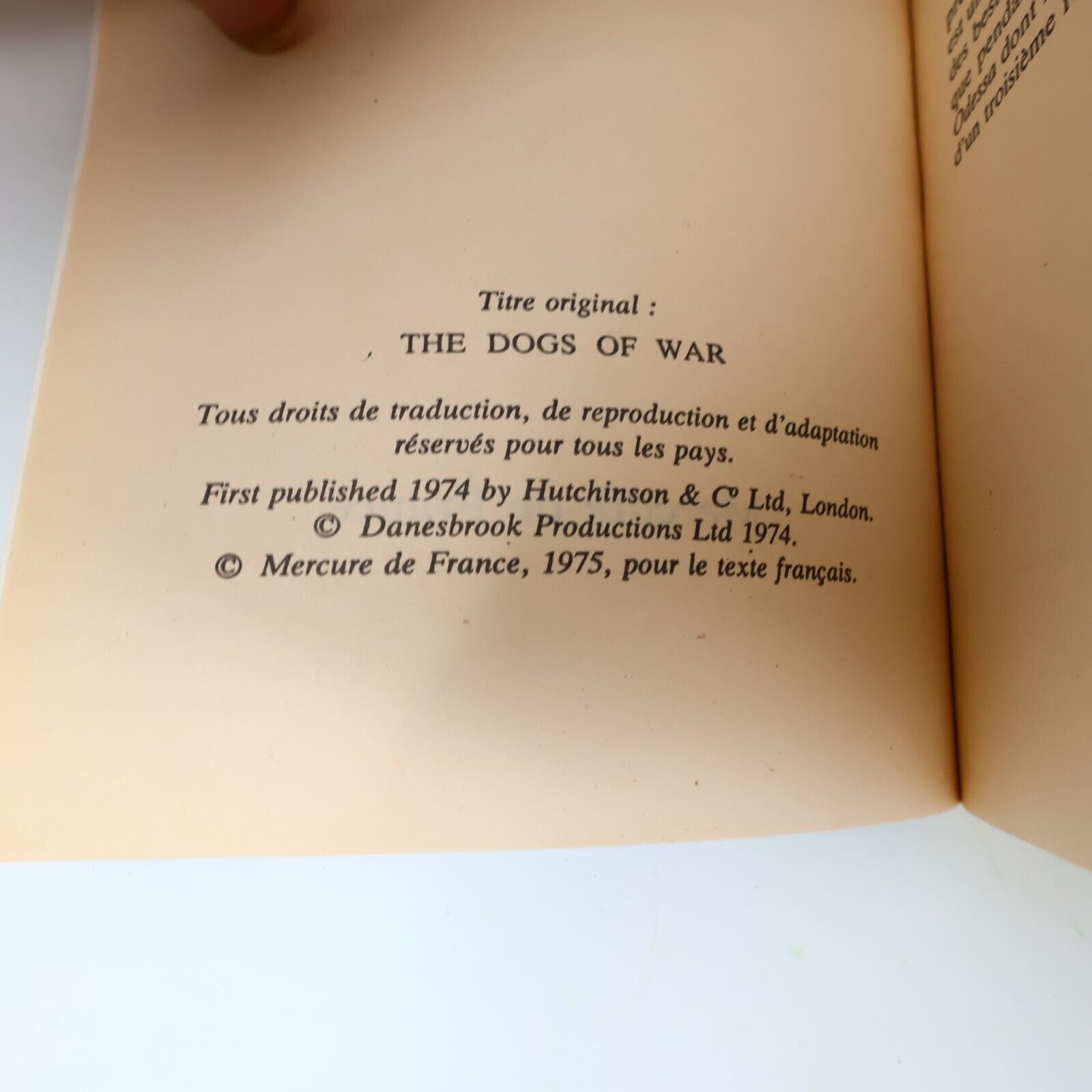 1975 Les Chiens de Guerre Frederick Forsyth Folio Gallimard Français Paperback