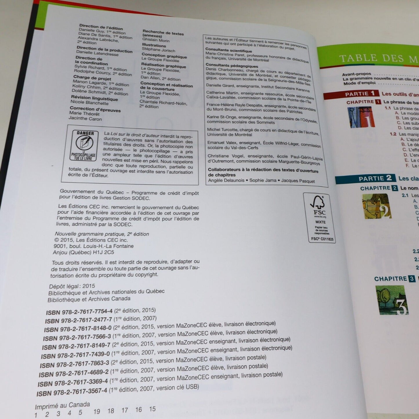 2015 Nouvelle Grammaire Pratique 2E Édition Myriam Laporte Ginette Rochon CEC HC