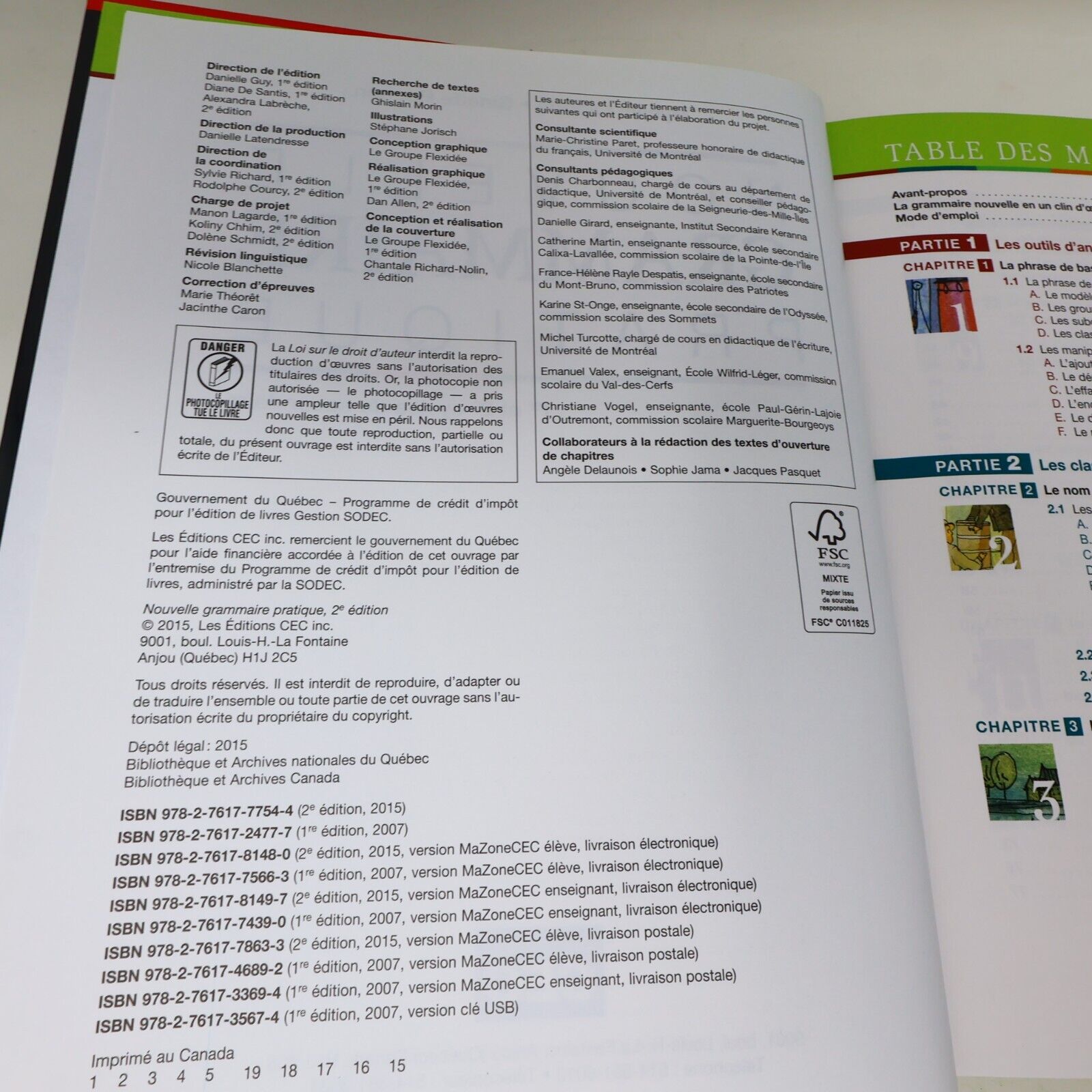 2015 Nouvelle Grammaire Pratique 2E Édition Myriam Laporte Ginette Rochon CEC HC