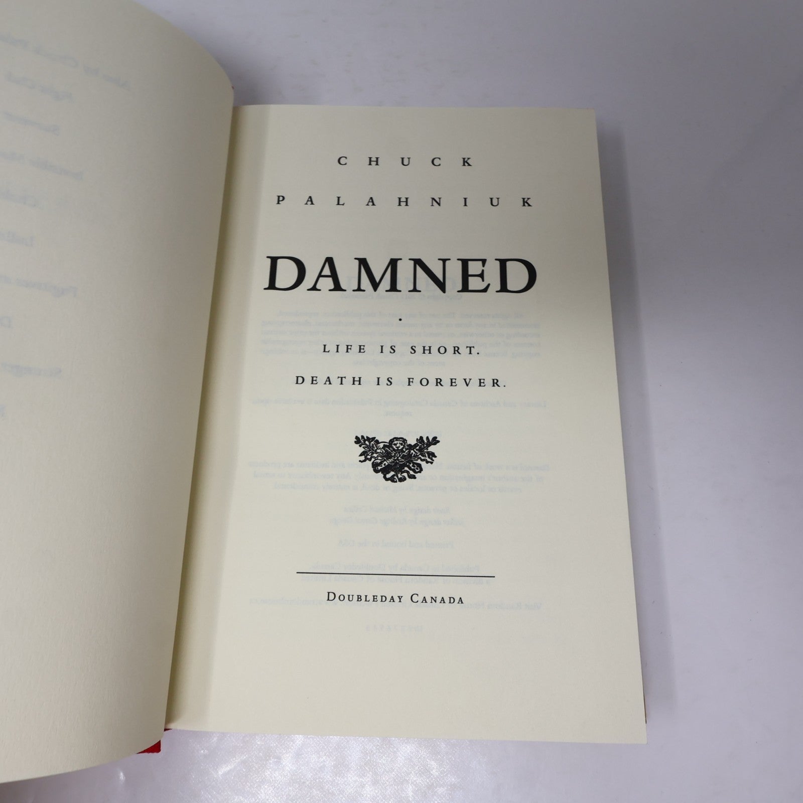 Damned Chuck Palahniuk Doubleday Canada 2011 HC DJ Horror Comedy 3rd Print Book