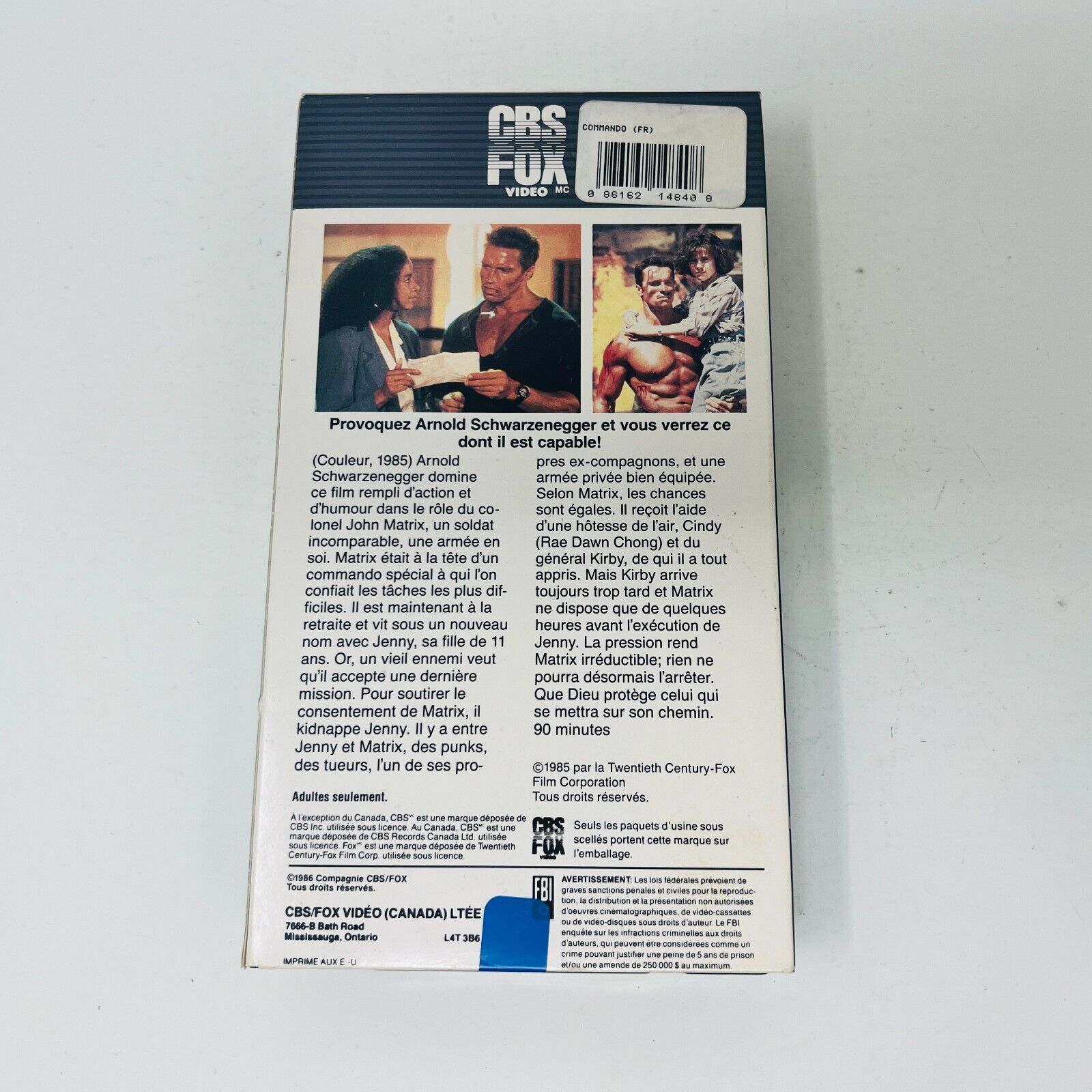 1990 Commando VHS NTSC Testé en Français/French Arnold Schwarzenegger Action