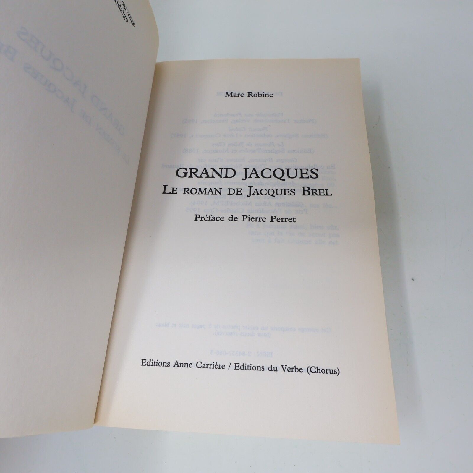1998 Grand Jacques le Roman de Jacques Brel Marc Robine Biographie Chanteur 90s