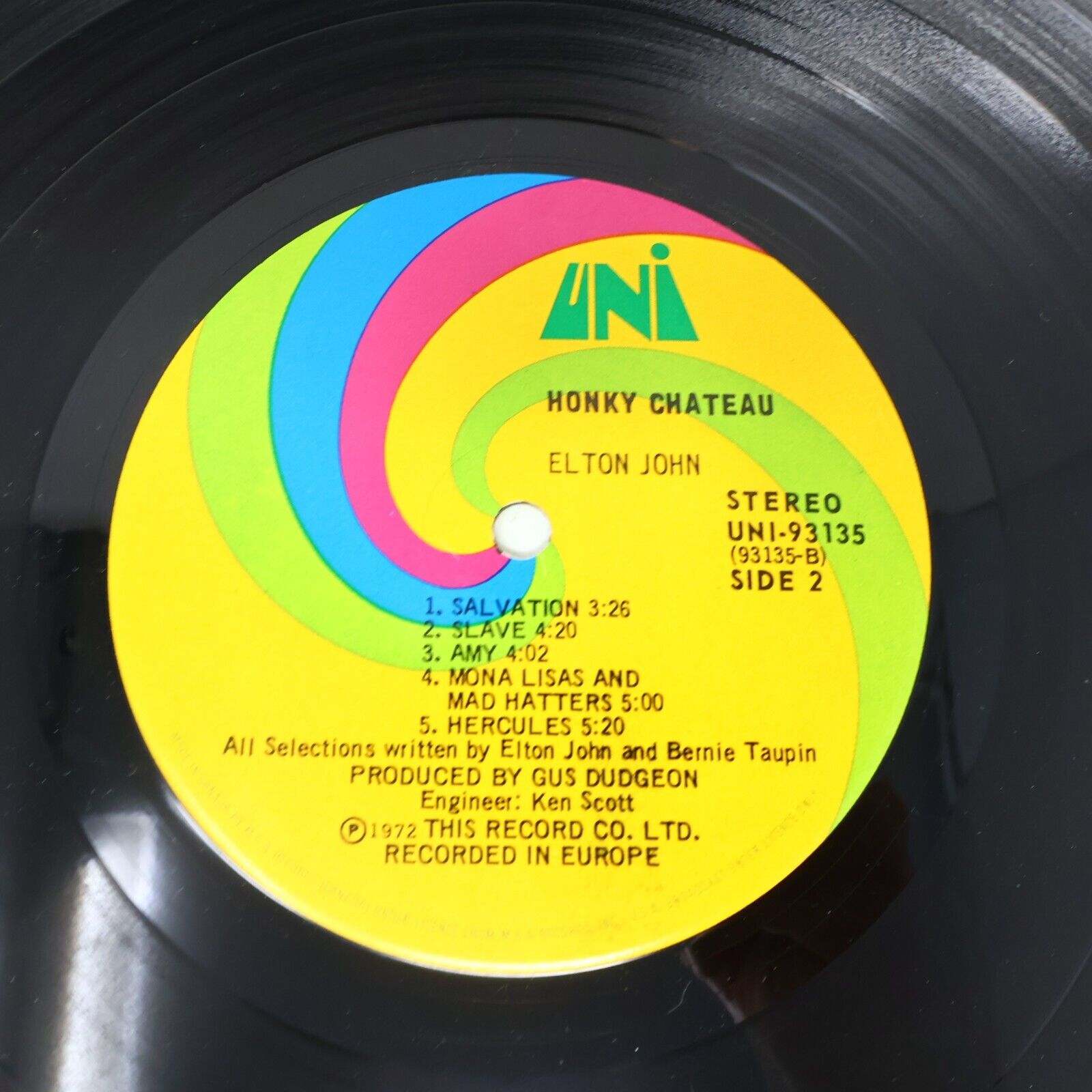 Elton John Honky Château LP Record Vinyl 1972 UNI 93135 Rocket Man Honky Cat 70s
