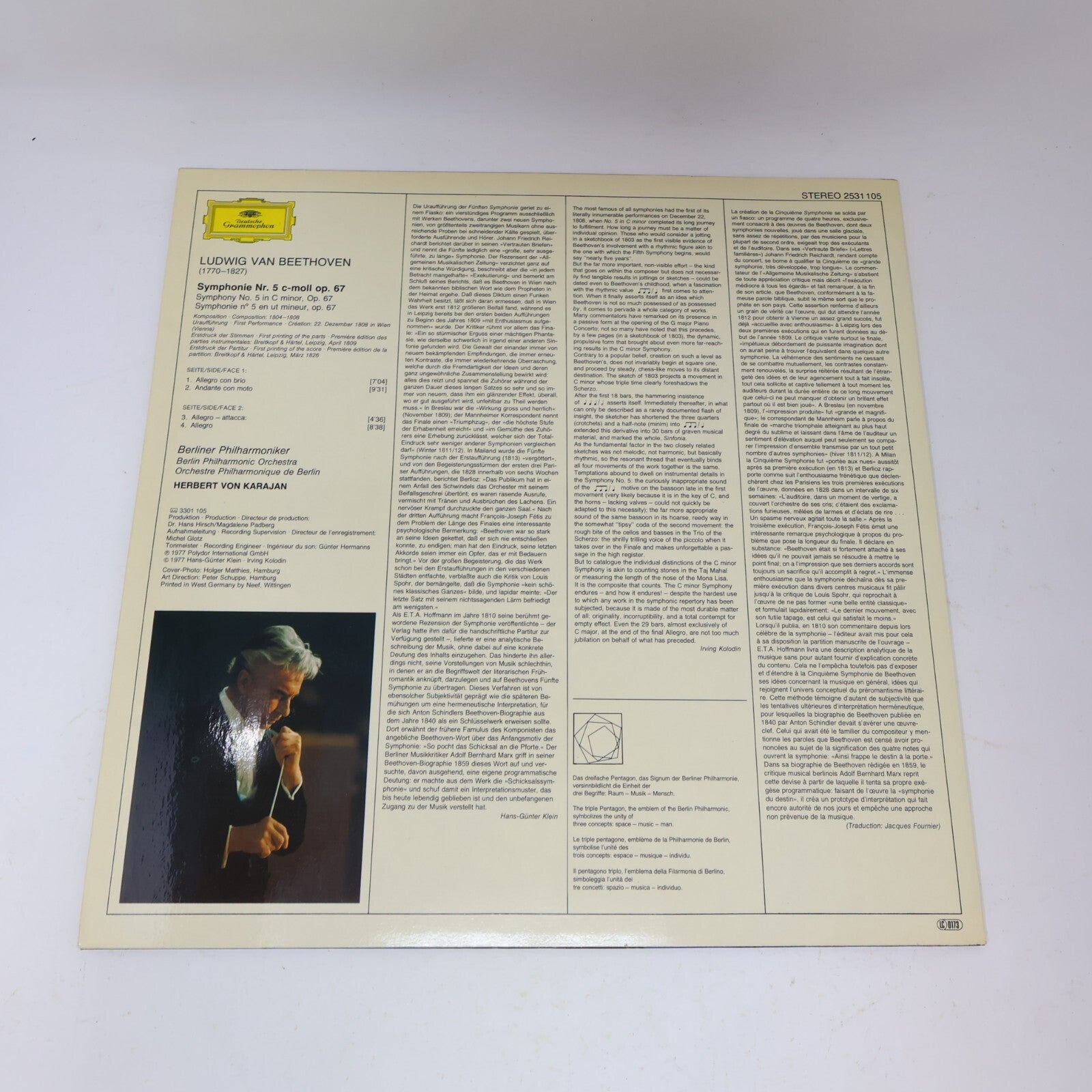 Beethoven Symphonie Nr. 1-2 5-6 8-9 Herbert von Karajan Berliner Lot 4 LP Record