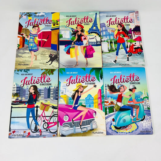 6x Juliette à Barcelone/Mexico/Rome/Paris Rose-Line Brasset Lot Livres Hurtubise