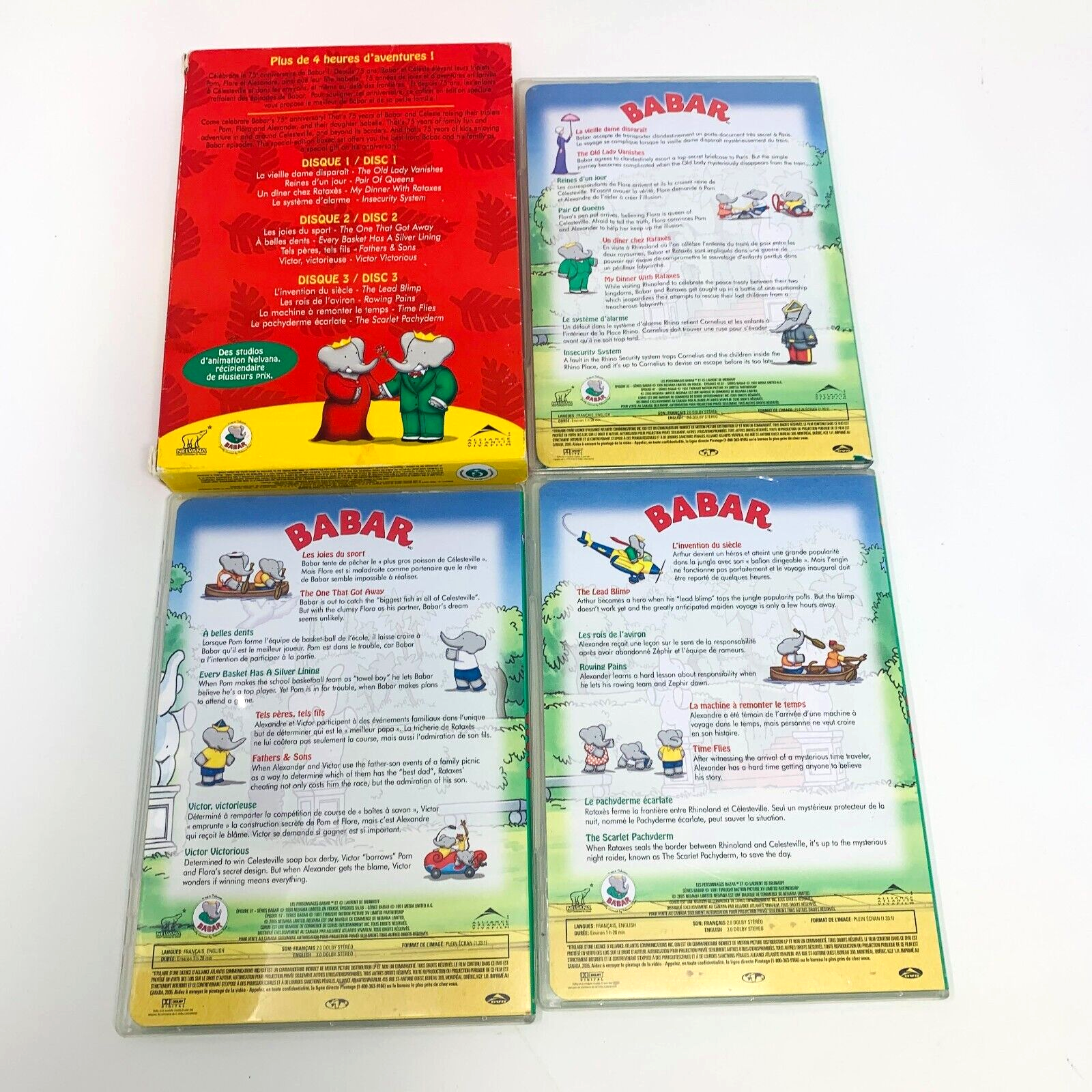 Babar 75 Ans d'Aventures! DVD Français & English Region 1 Testé Nelvana Coffret