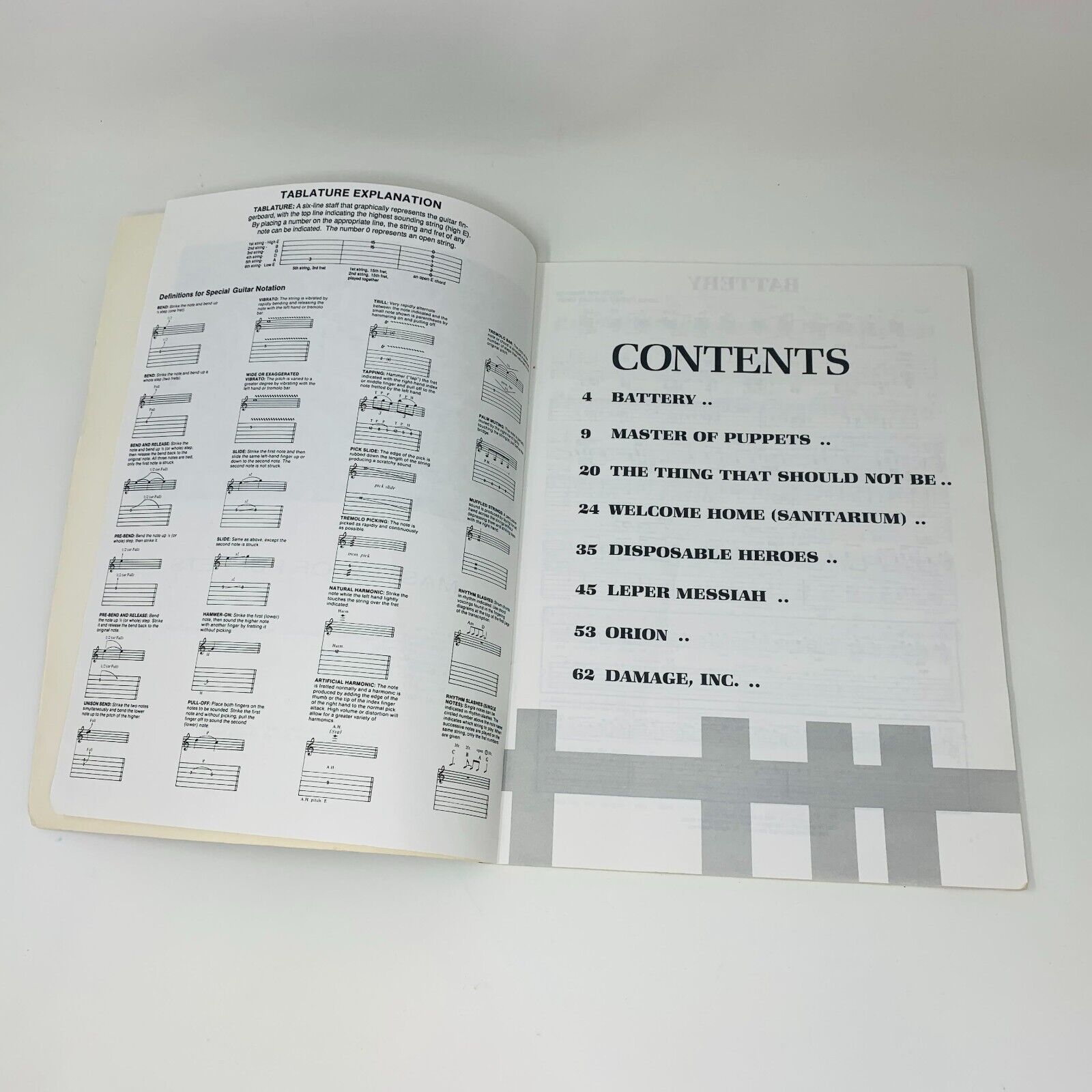 1988 Metallica Master of Puppets Songbook Guitar Vocal with Tablature Paperback