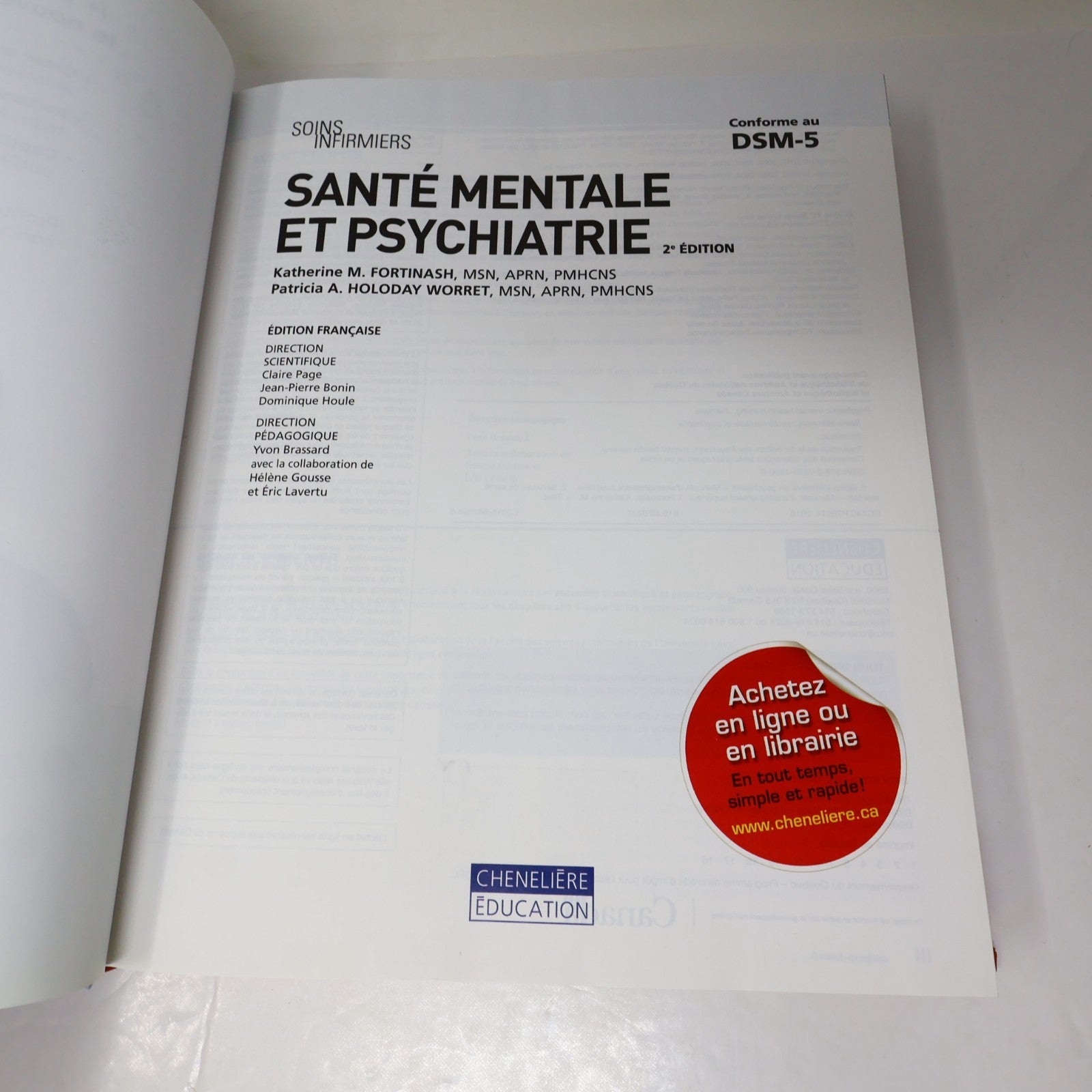 Soins Infirmiers Santé Mentale et Psychiatrie Fortinash/Worret 2016 HC Éducation