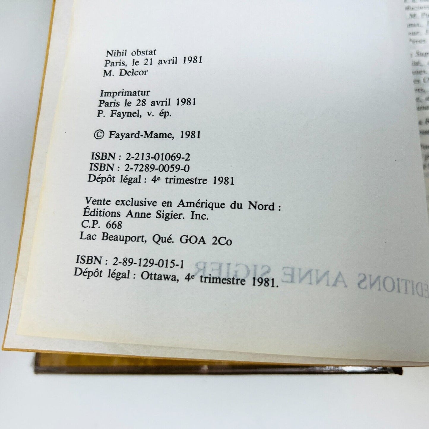 1981 La Bible de Pierre De Beaumont Éditions Anne Sigier Français French HC