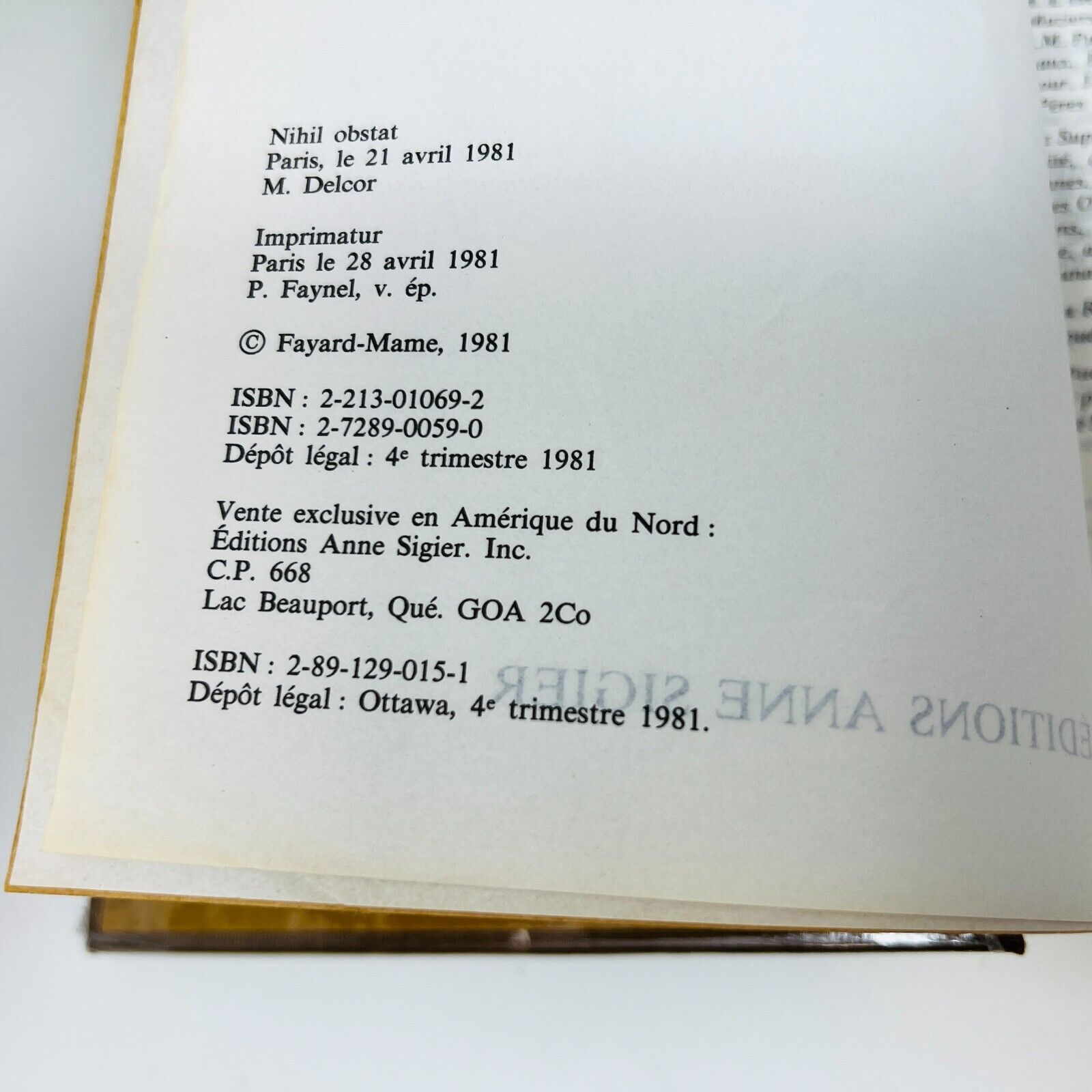1981 La Bible de Pierre De Beaumont Éditions Anne Sigier Français French HC