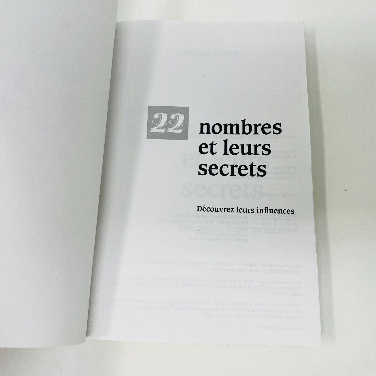 2010 22 Nombres et leurs Secrets de Hélène Potvin Béliveau Éditeur Paperback PB