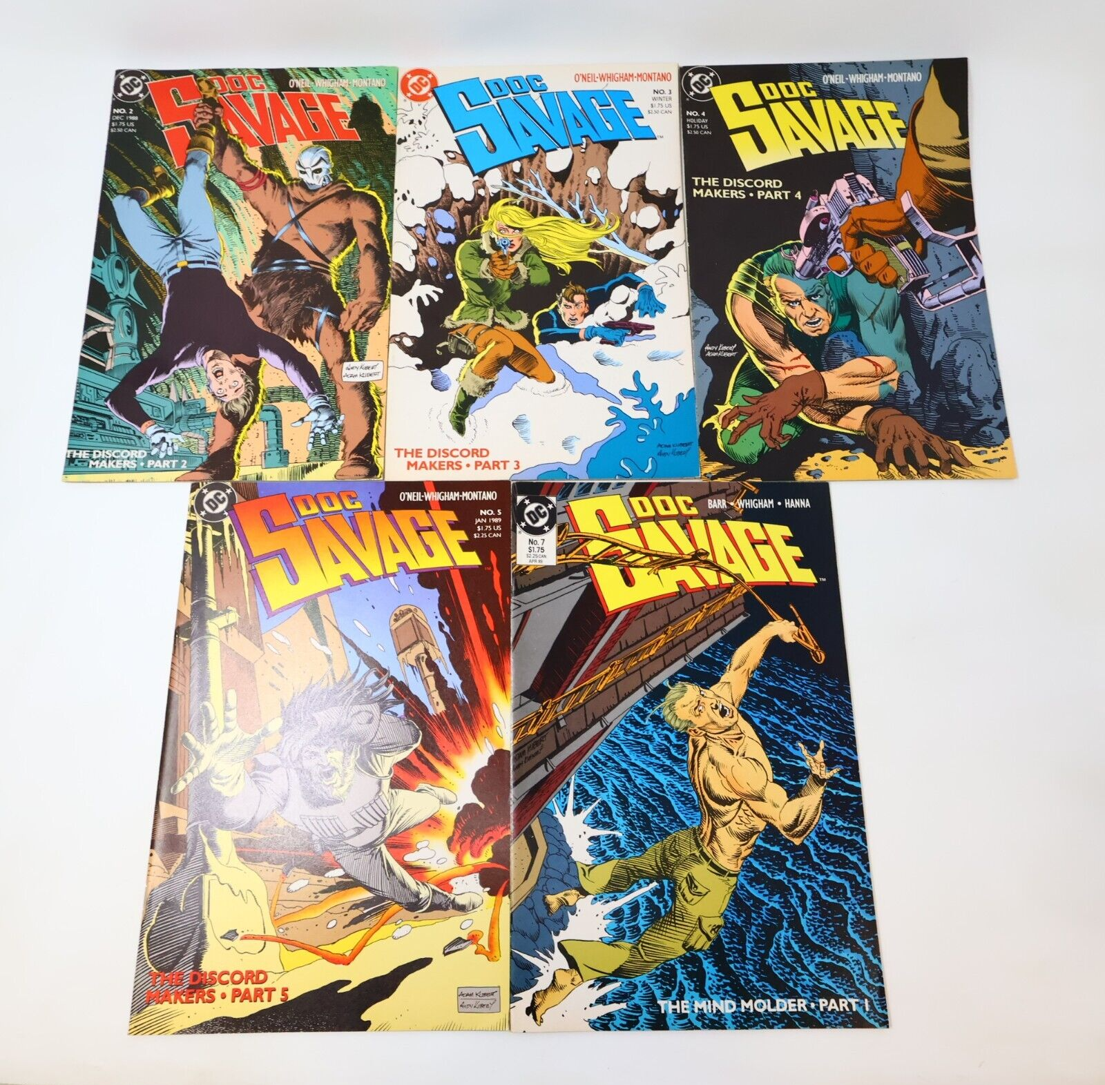 Lot 5 Doc Savage #2-5 7 Denny O'Neil/Rod Wigham/Steve Montano DC Comics 1988-89