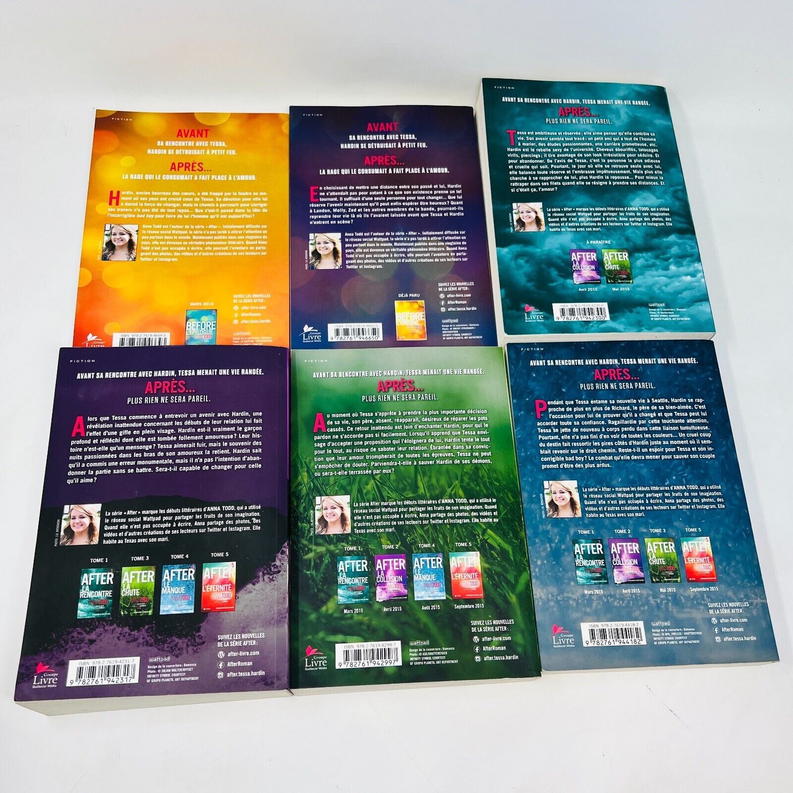 Lot de 6 Livres Before 1-2/After 1-4 de Anna Todd Français/French La Rencontre