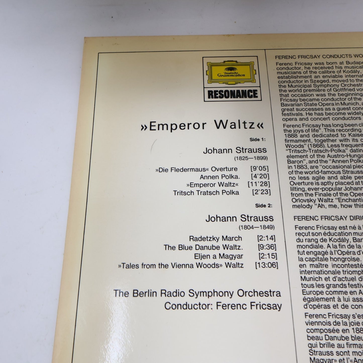 Emperor Waltz Ferenc Fricsay Berlin Radio Symphony Orchestra Record LP 2535 134