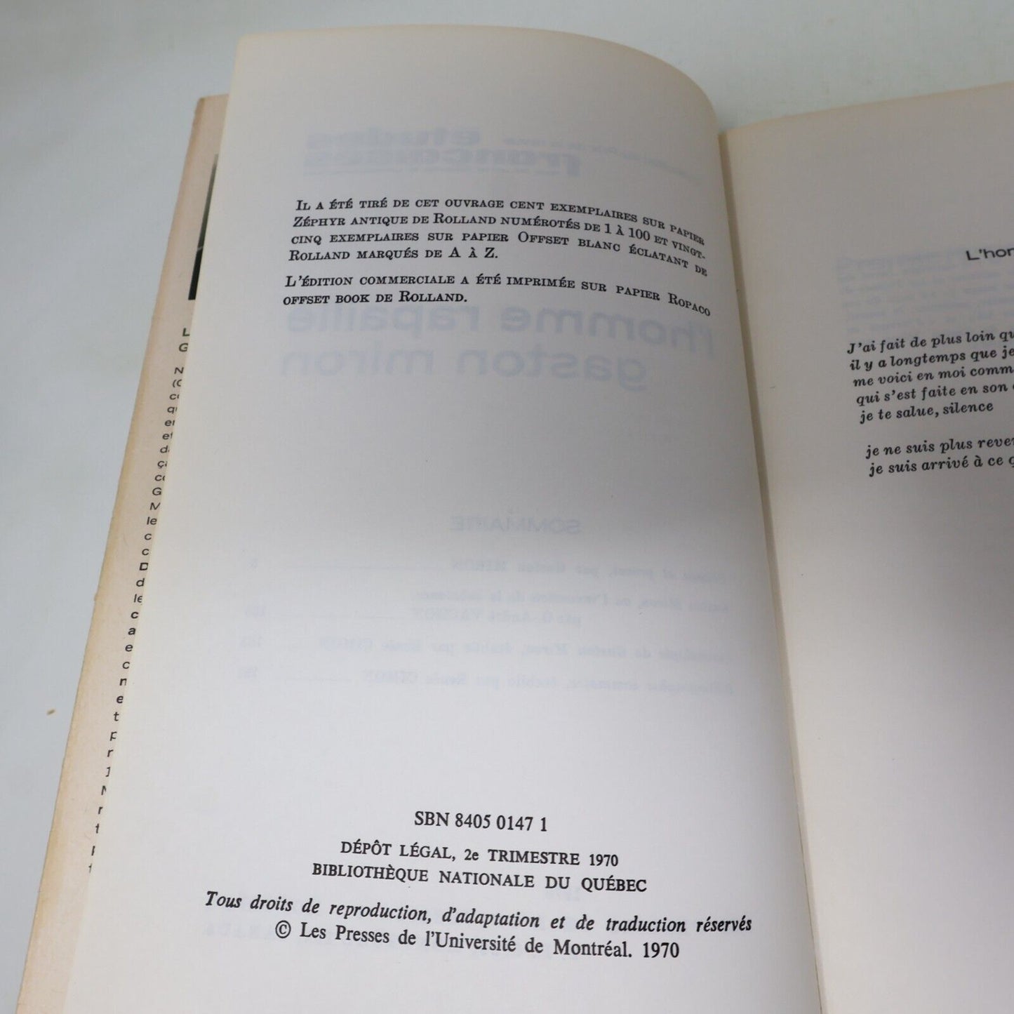 1978 L'Homme Rapaillé Gaston Miron Littérature Québécoise Poésie Français Livre