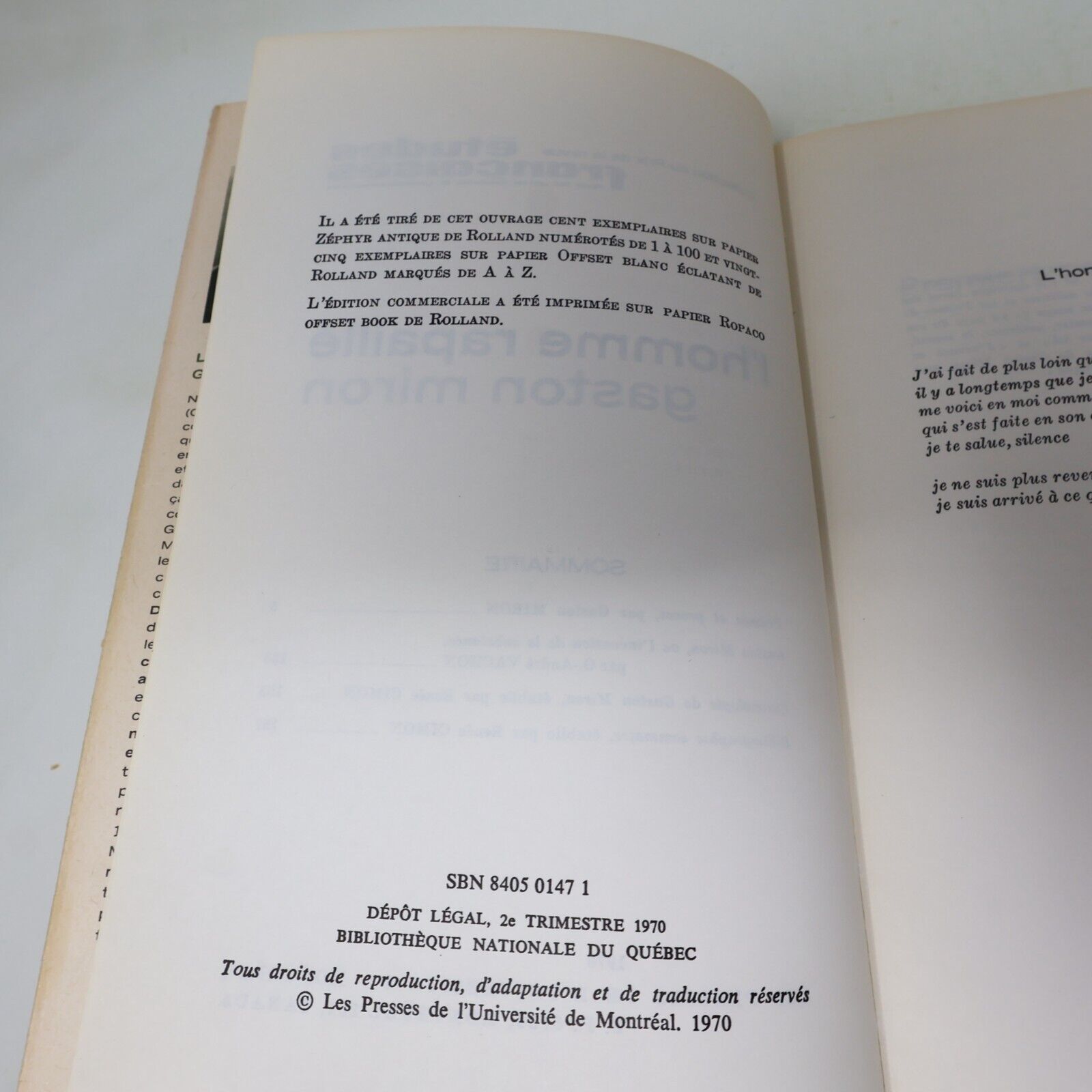 1978 L'Homme Rapaillé Gaston Miron Littérature Québécoise Poésie Français Livre