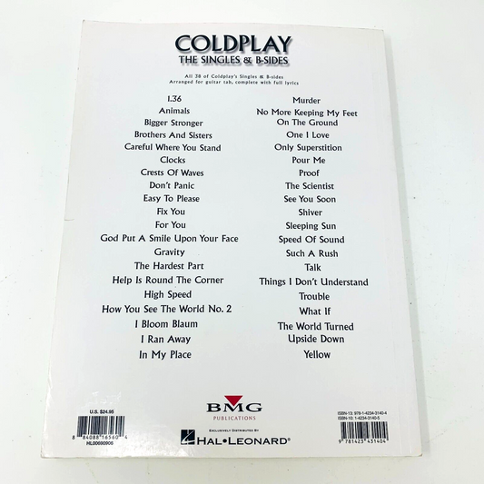 c2010 Coldplay The Singles & B-Sides Hal Leonard Songbook Guitar Paperback Music