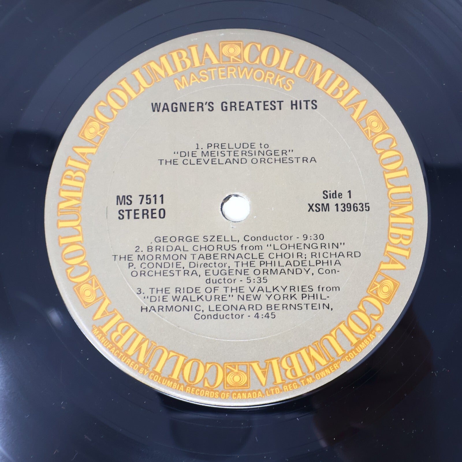 Wagner Greatest Hits Bernstein Szell Ormandy Masterworks LP Record Vinyl MS 7511