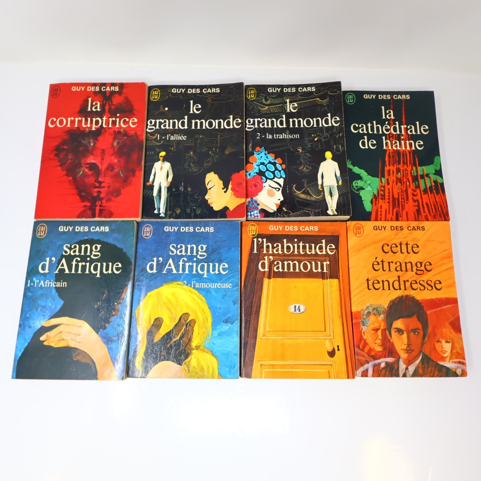 Guy des Cars Lot 8 Livres J'ai Lu Sang d'Afrique/Grand Monde/Corruptrice Romance