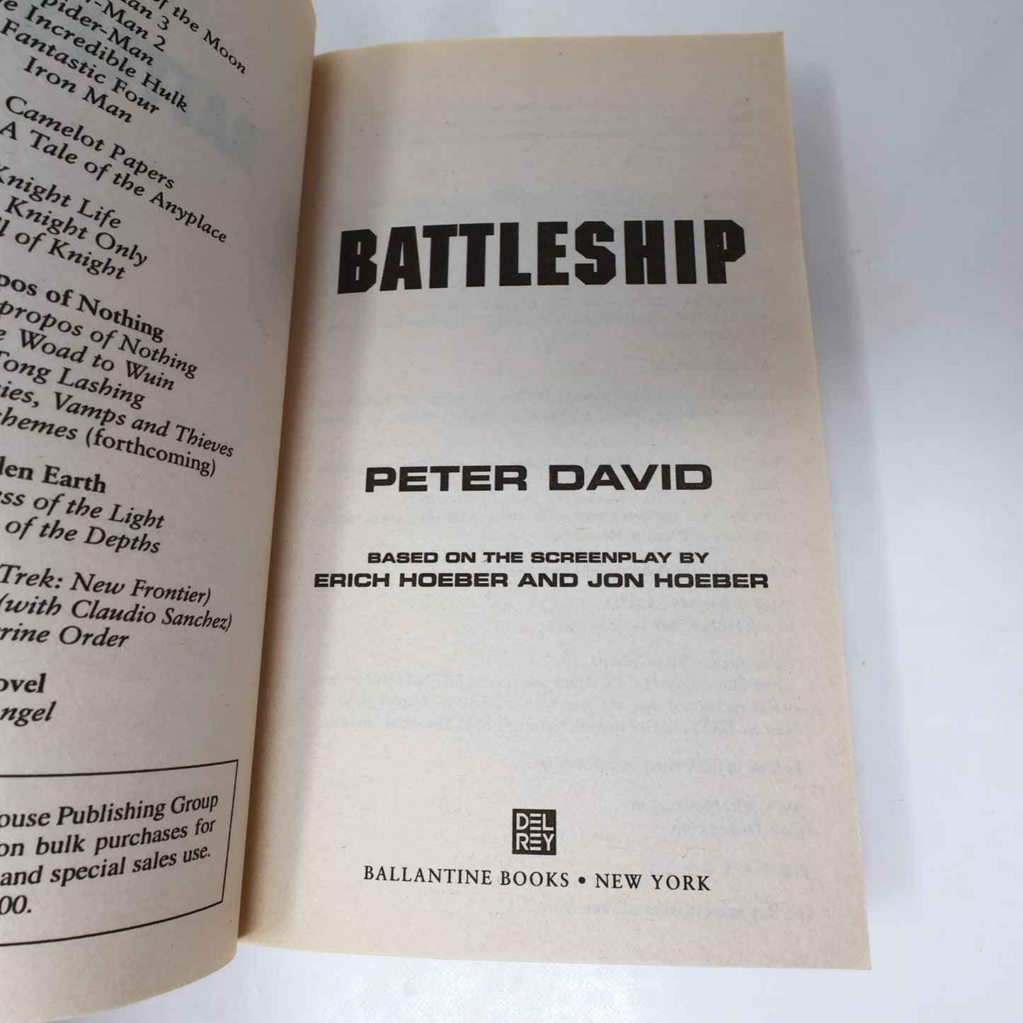 Battleship Peter David Del Rey 2012 PB Movie Tie-In Science-Fiction Action Book