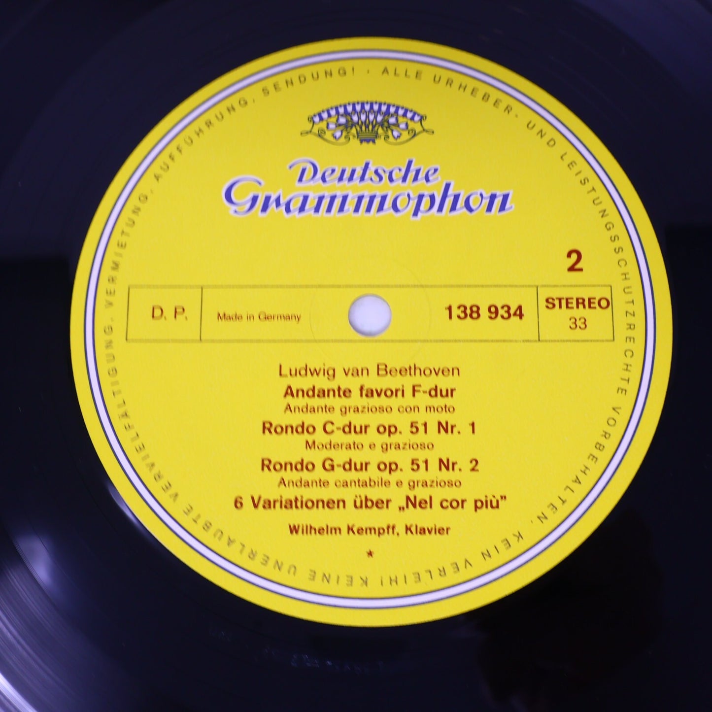 Beethoven Wilhelm Kempff Bagatelles Piano LP Record Deutsche Grammophon 138 934