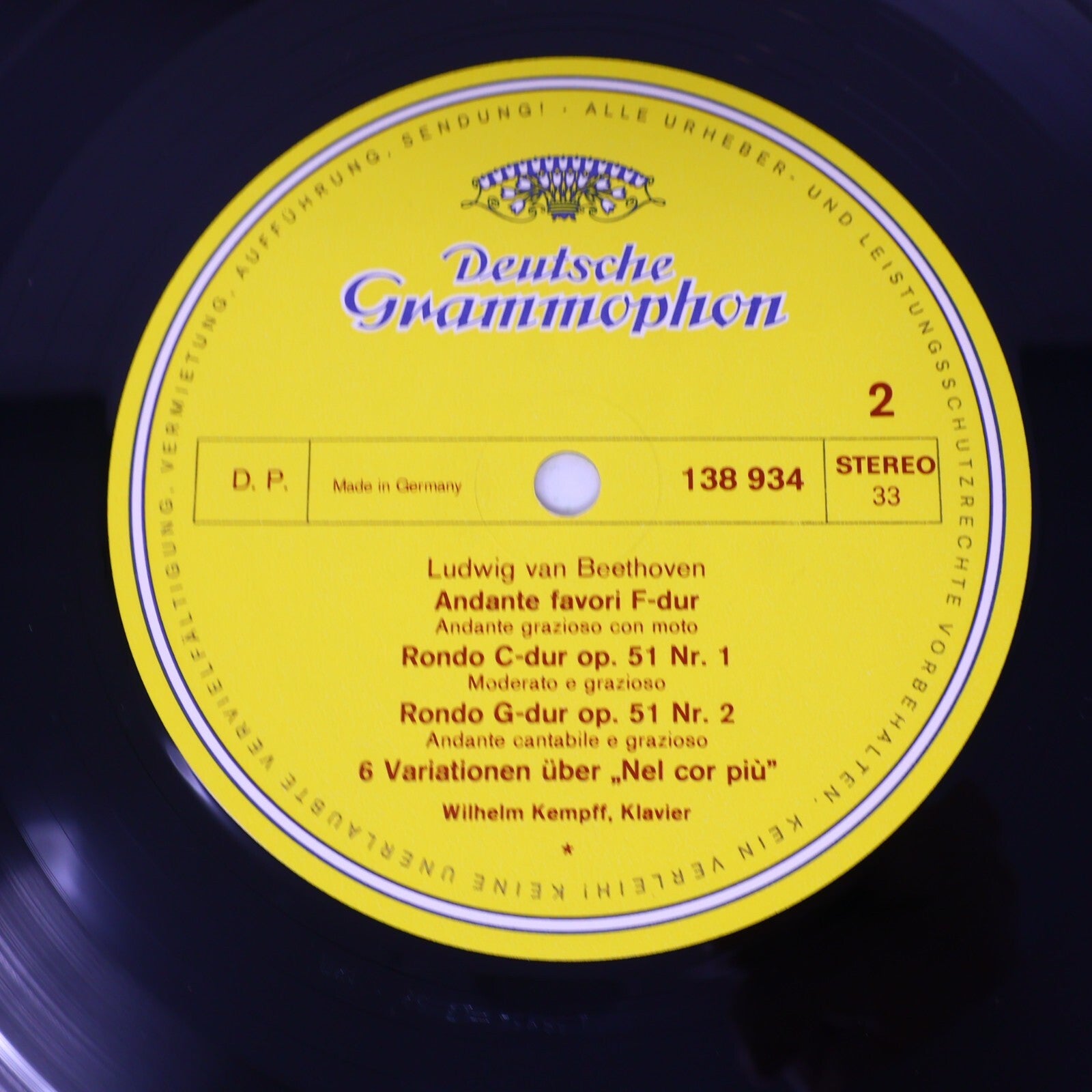 Beethoven Wilhelm Kempff Bagatelles Piano LP Record Deutsche Grammophon 138 934