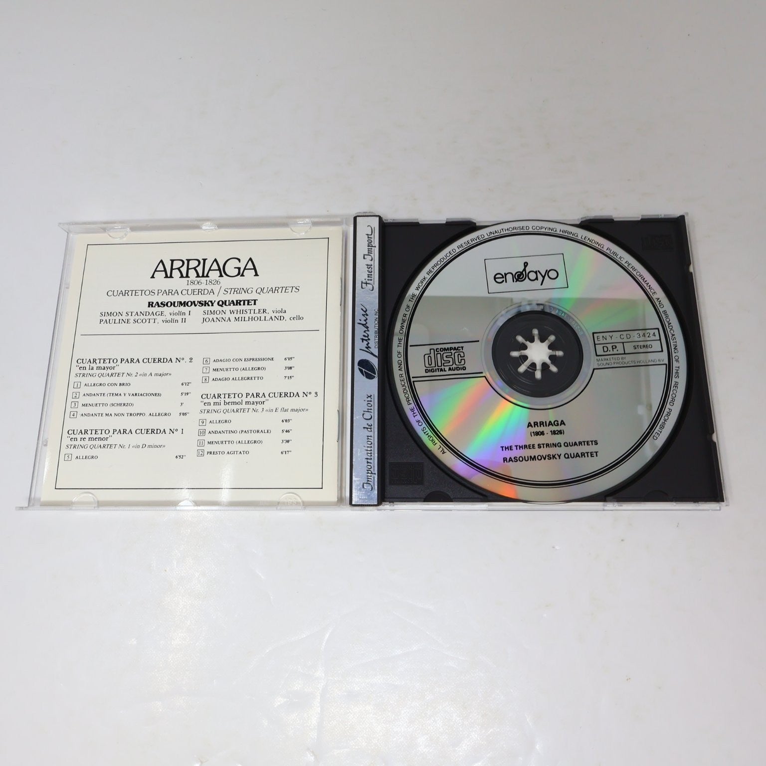 Arriaga String Quartets CD Rasoumowsky Quartet Classical Ensayo ENY-CD-3424