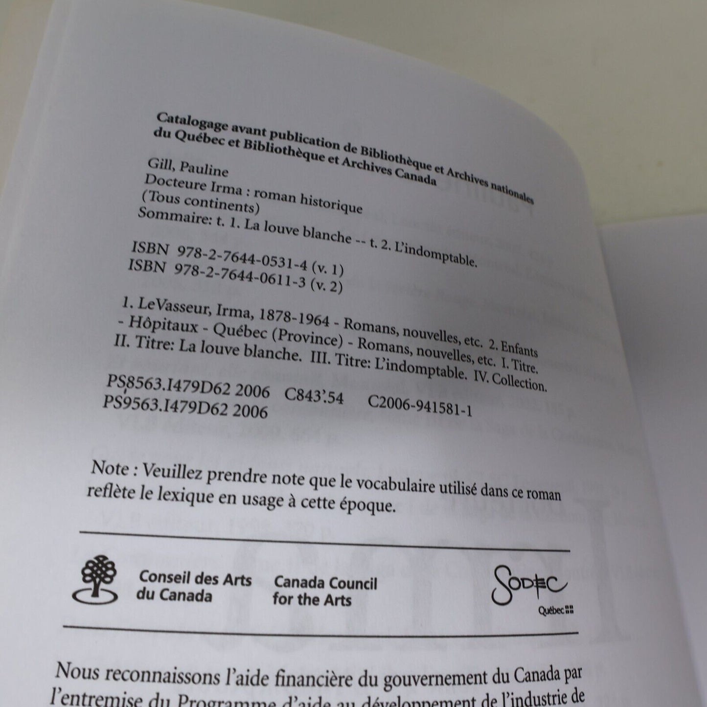 Docteure Irma #2 L'Indomptable Pauline Gill 2006 Québec Amérique Français Livre