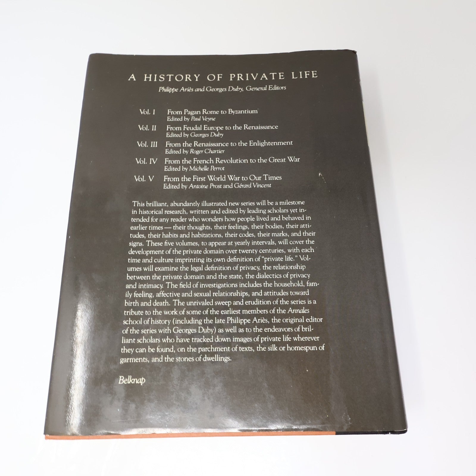 A History of Private Life #1-5 Complete Set 5 Books Lot HC Belknap Harvard