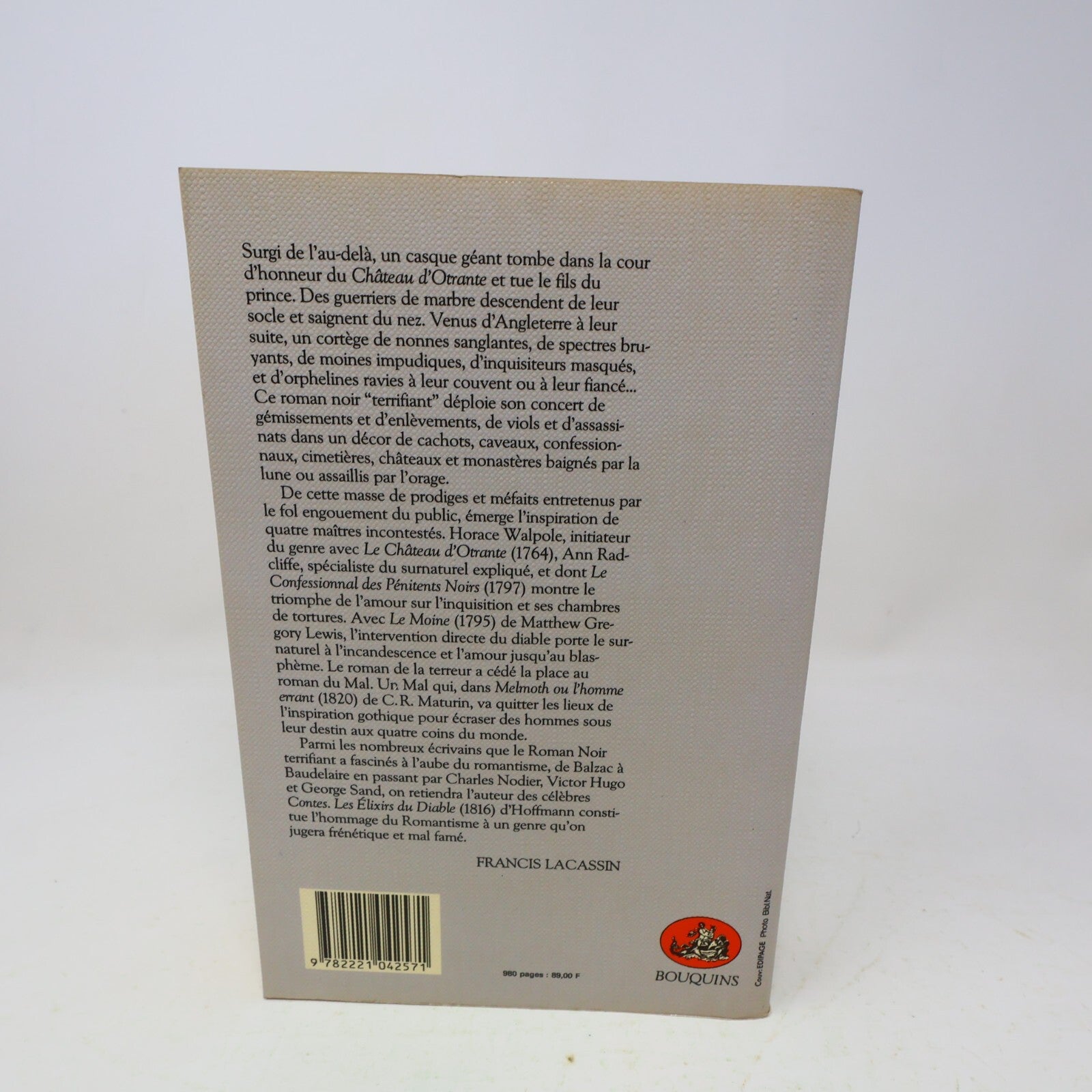 Romans Terrifiants Bouquins Le Château d'Otrante Le Moine 1984 Robert Laffont PB