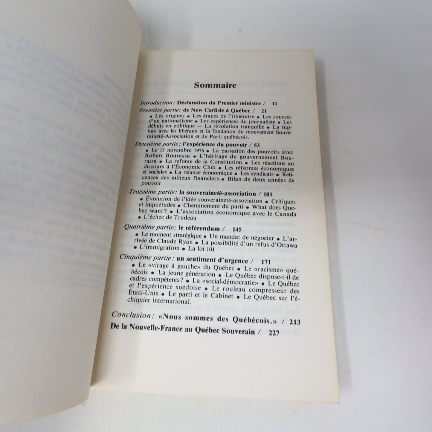1978 La Passion du Québec René Lévesque Québec Amérique Politique Français Livre